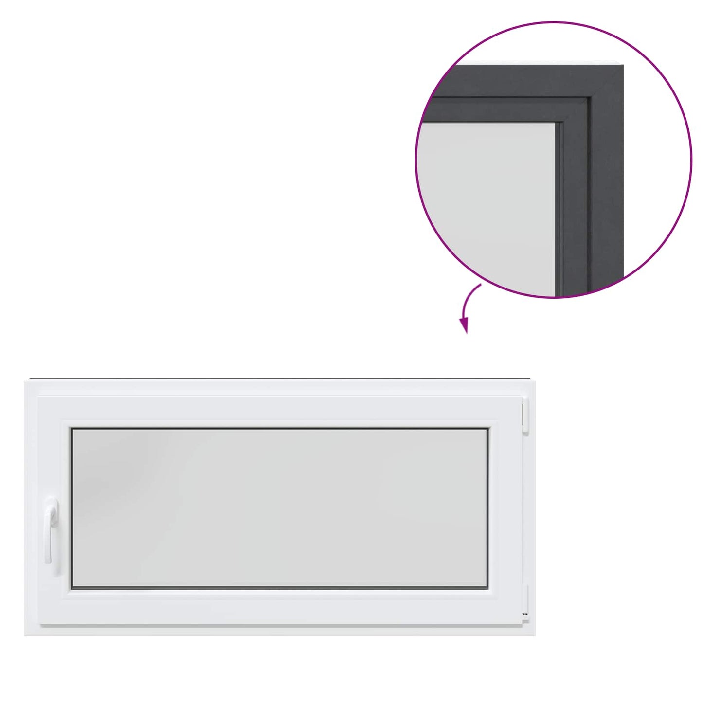 vidaXL Παράθυρο Κάτω Στρώματος RISOR 120 x 60 cm PVC και Γυαλί Ανθρακί