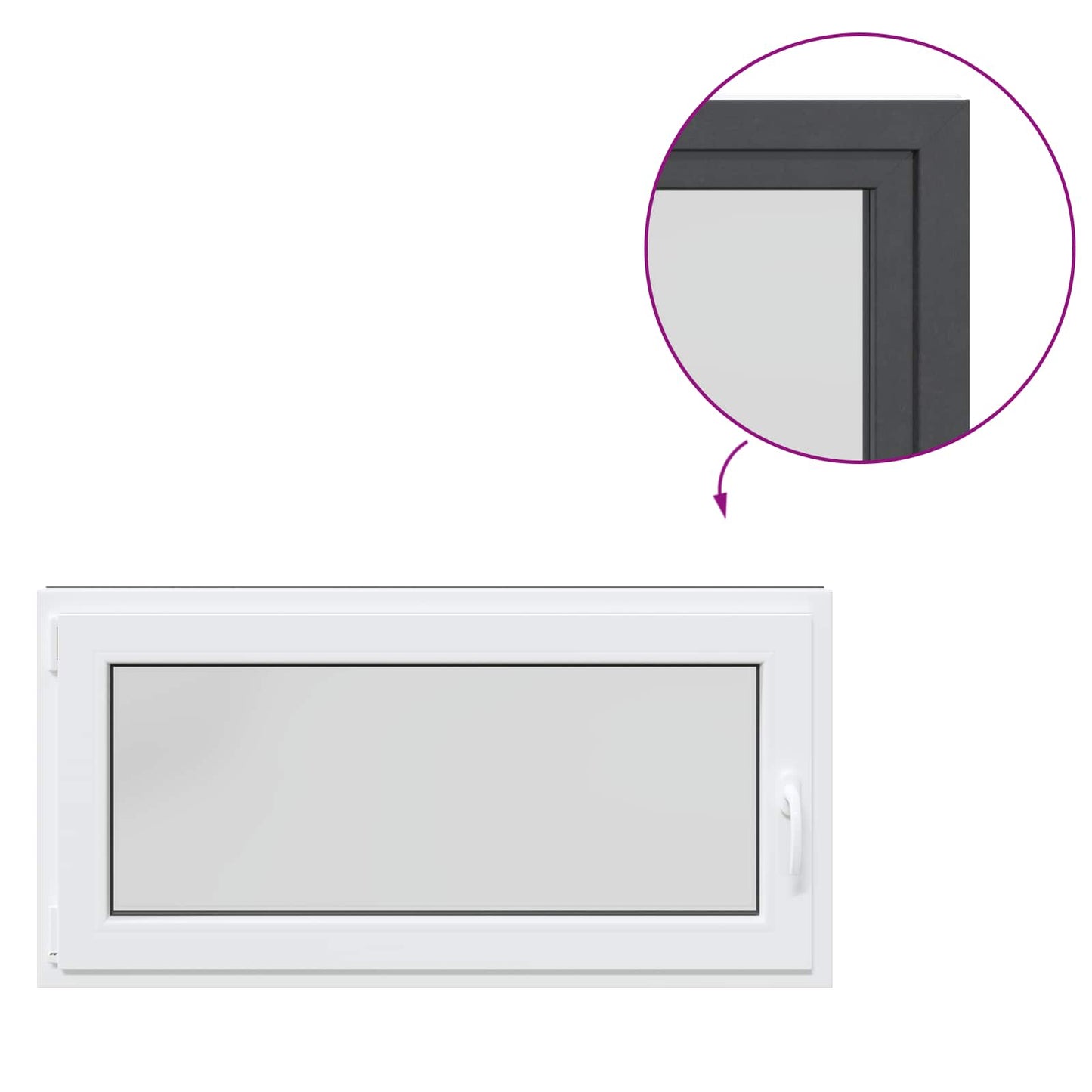 Παράθυρο Κάτω Στρώματος RISOR Ανθρακί 120 x 60 cm PVC και Γυαλί