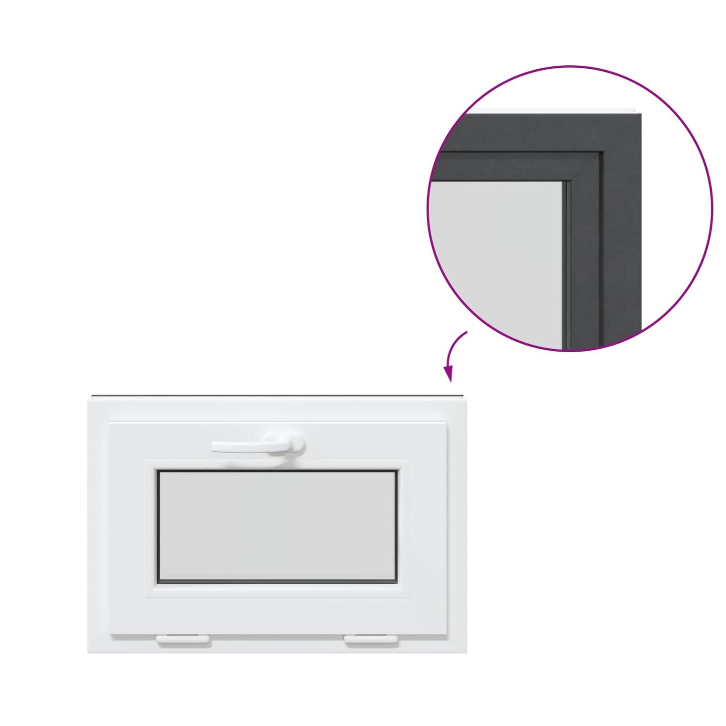 vidaXL Παράθυρο Κάτω Στρώματος RISOR 60 x 40 cm PVC και Γυαλί Ανθρακί