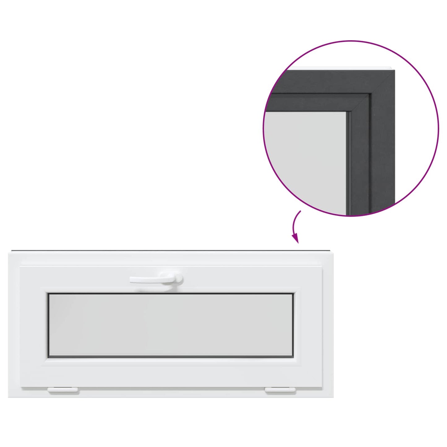vidaXL Παράθυρο Κάτω Στρώματος RISOR 90 x 40 cm PVC και Γυαλί Ανθρακί