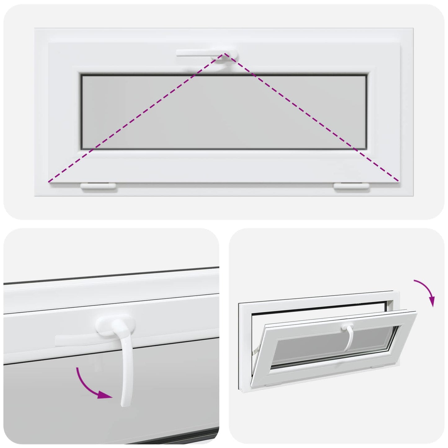 vidaXL Παράθυρο Κάτω Στρώματος RISOR 90 x 40 cm PVC και Γυαλί Ανθρακί