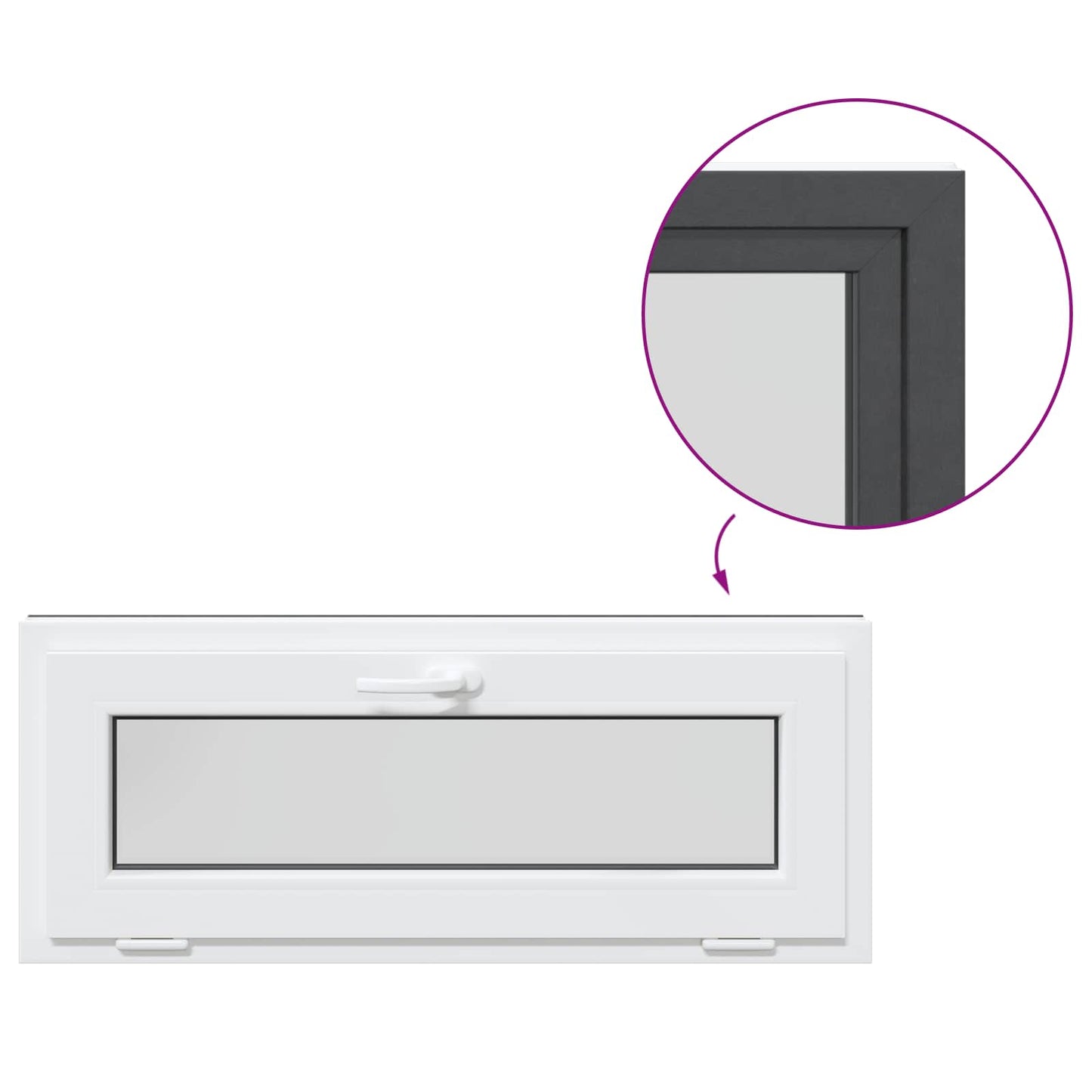 vidaXL Παράθυρο Κάτω Στρώματος RISOR 100 x 40 cm PVC και Γυαλί Ανθρακί