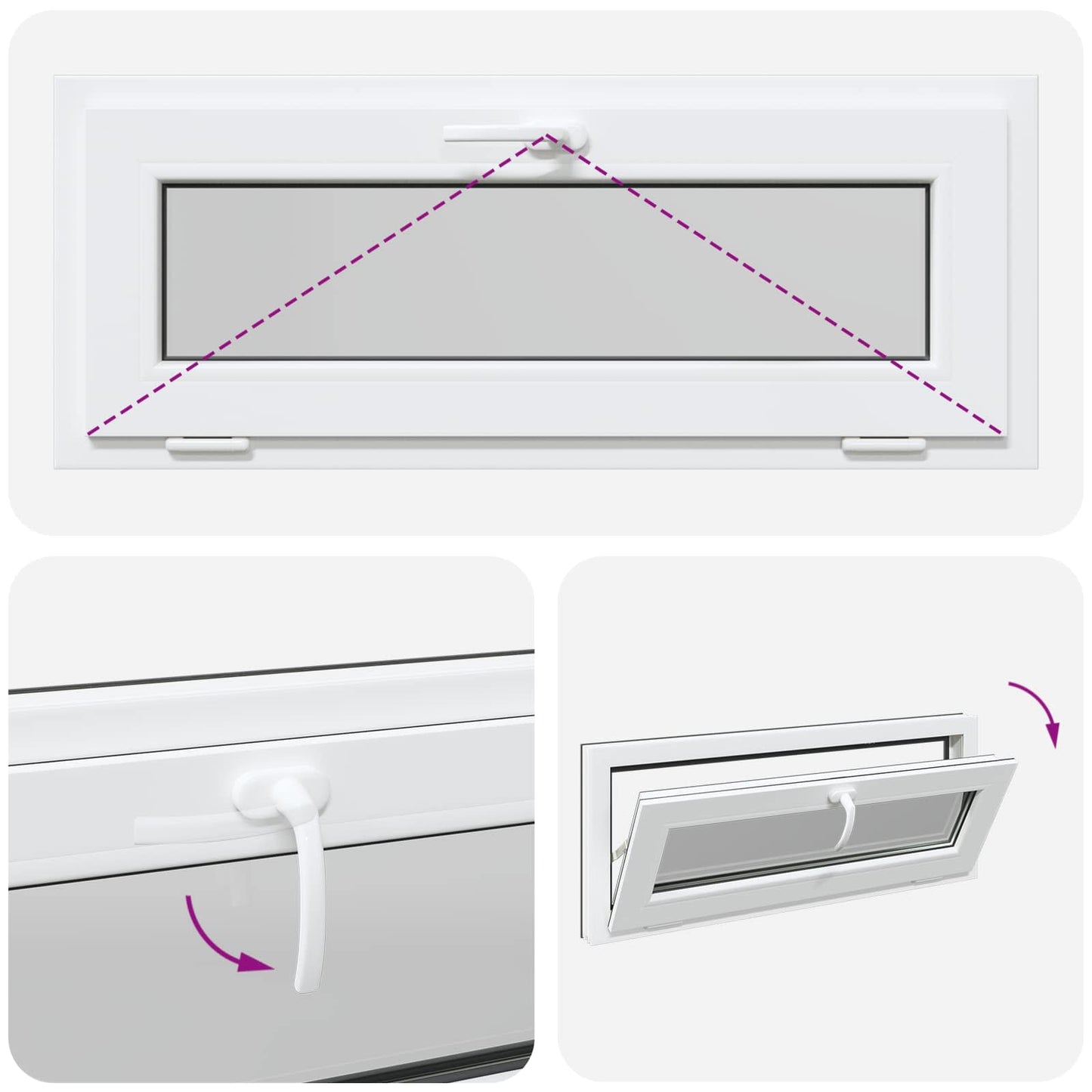 vidaXL Παράθυρο Κάτω Στρώματος RISOR 110 x 40 cm PVC και Γυαλί Ανθρακί