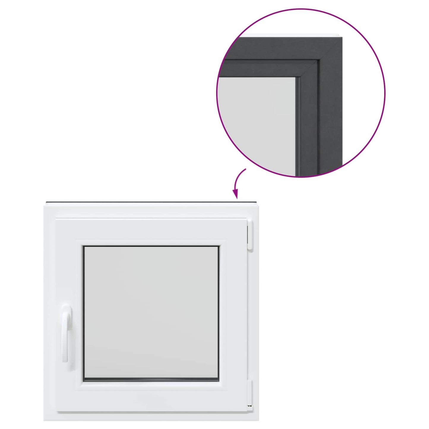 vidaXL Παράθυρο Κάτω Στρώματος RISOR 50 x 50 cm PVC και Γυαλί Ανθρακί