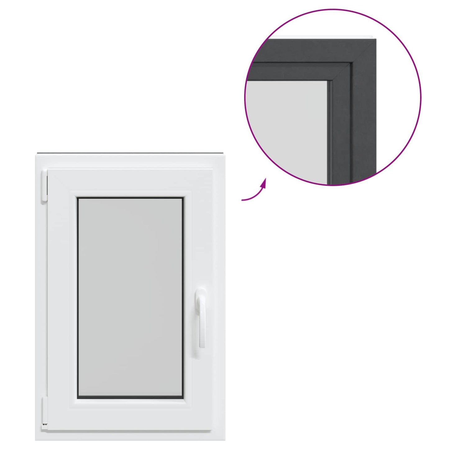vidaXL Παράθυρο Κάτω Στρώματος RISOR 50 x 75 cm PVC και Γυαλί Ανθρακί