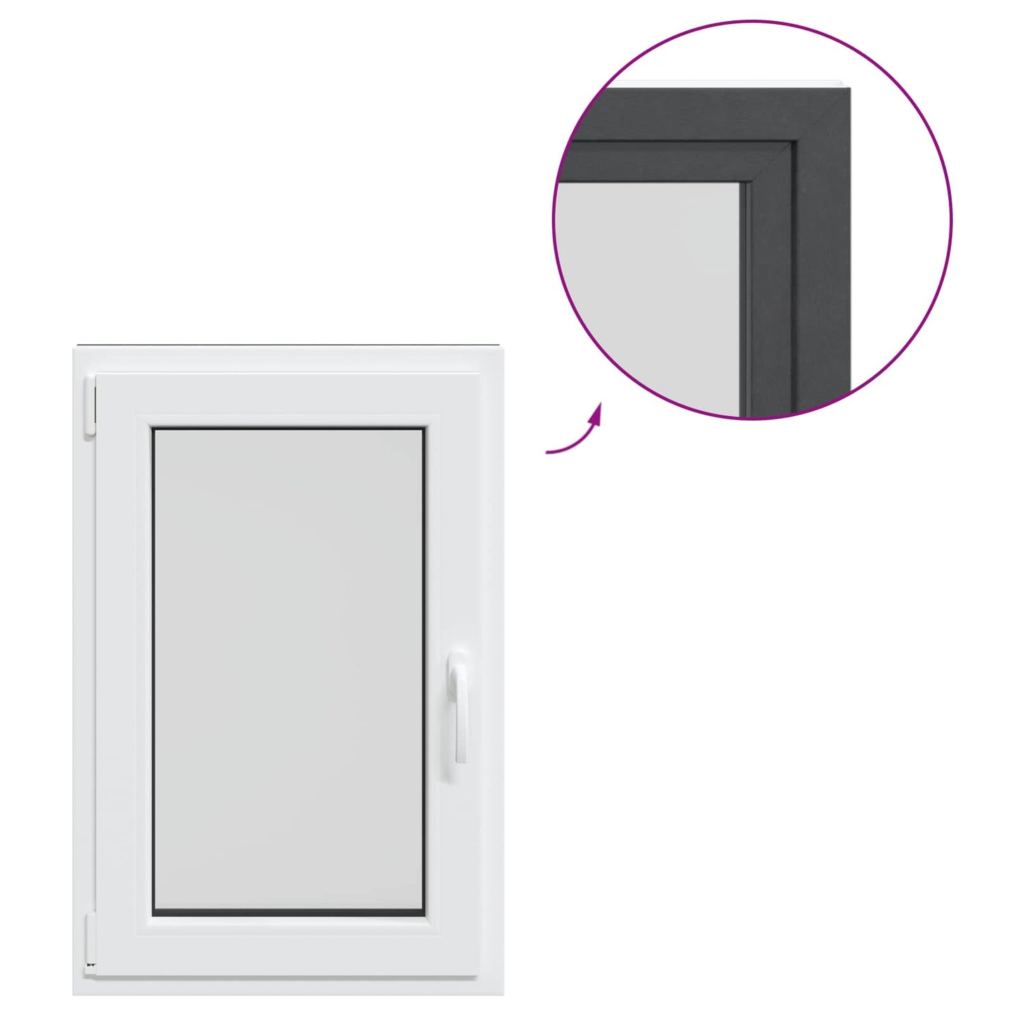 Παράθυρο Κάτω Στρώματος RISOR Ανθρακί 60 x 100 cm PVC και Γυαλί