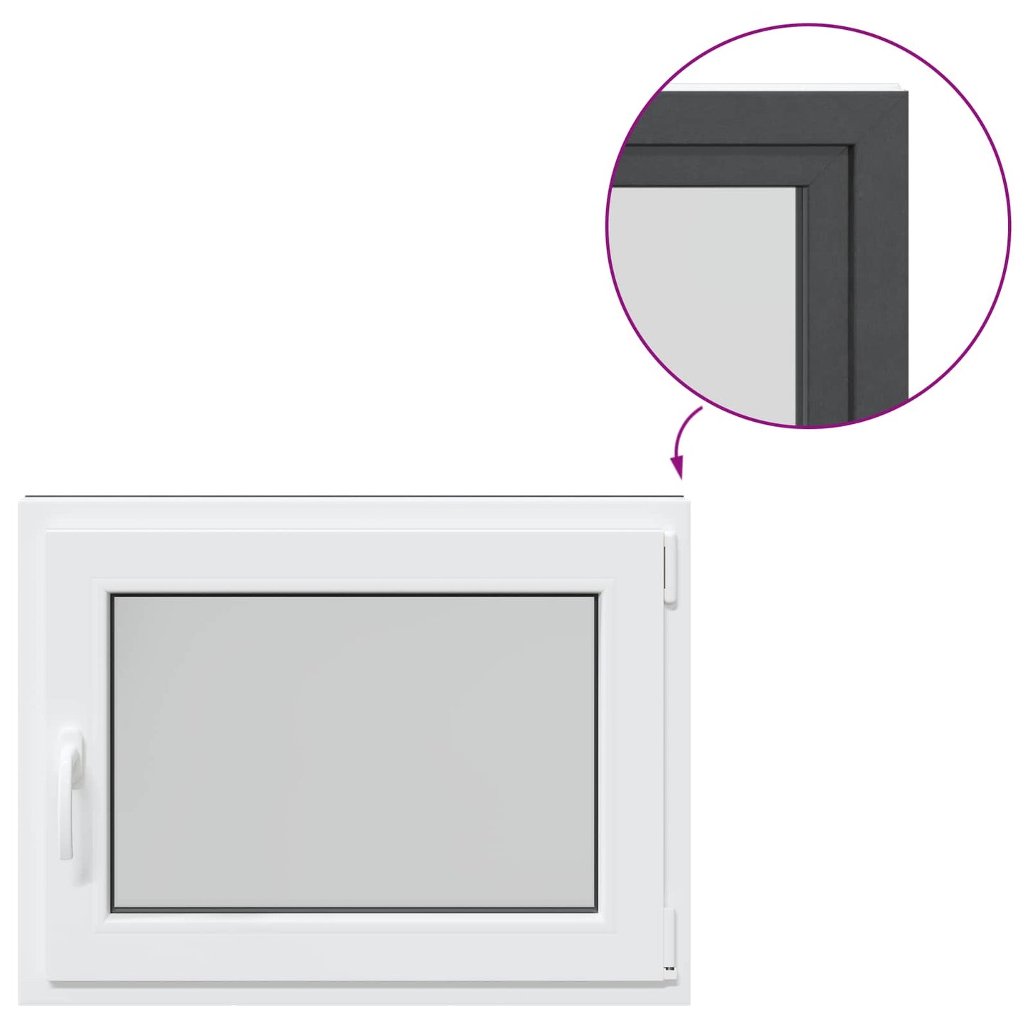 vidaXL Παράθυρο Κάτω Στρώματος RISOR 60 x 100 cm PVC και Γυαλί Ανθρακί