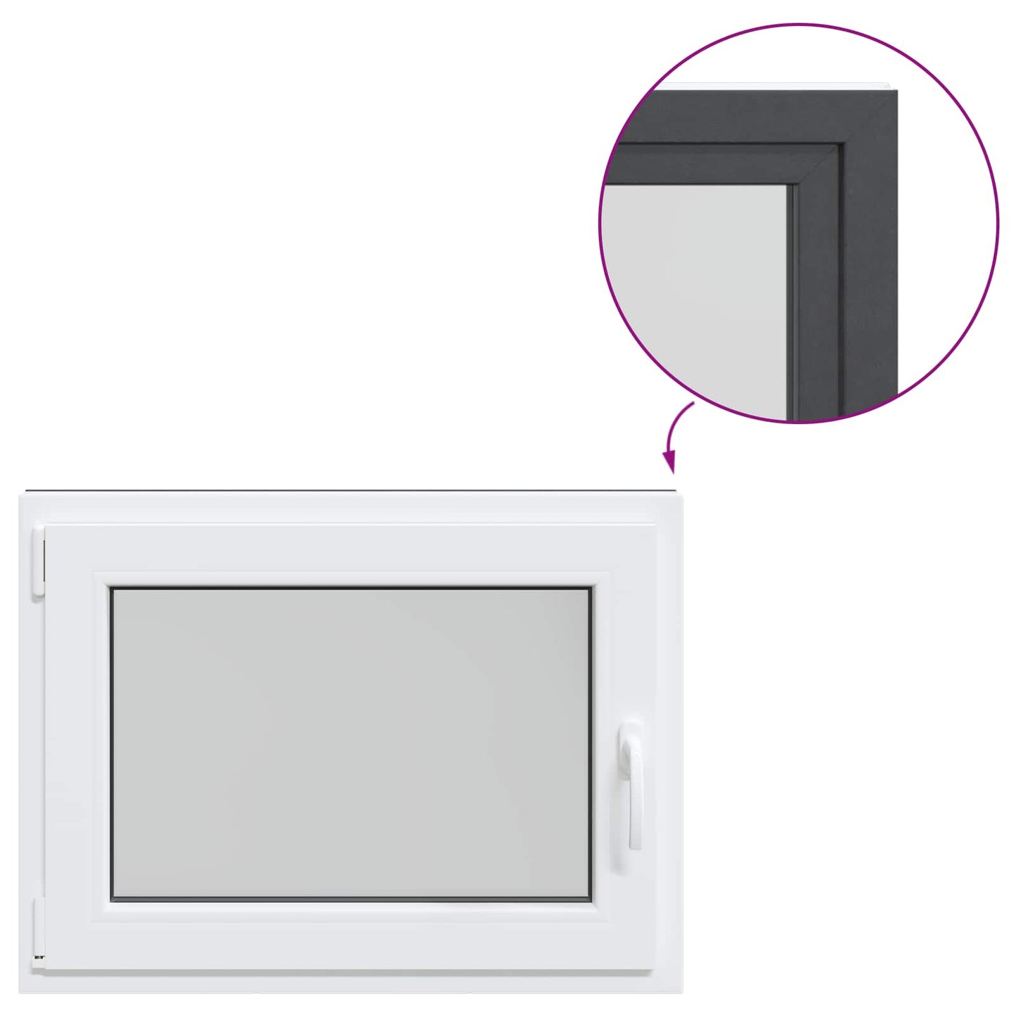 Παράθυρο Κάτω Στρώματος RISOR Ανθρακί 80 x 70 cm PVC και Γυαλί
