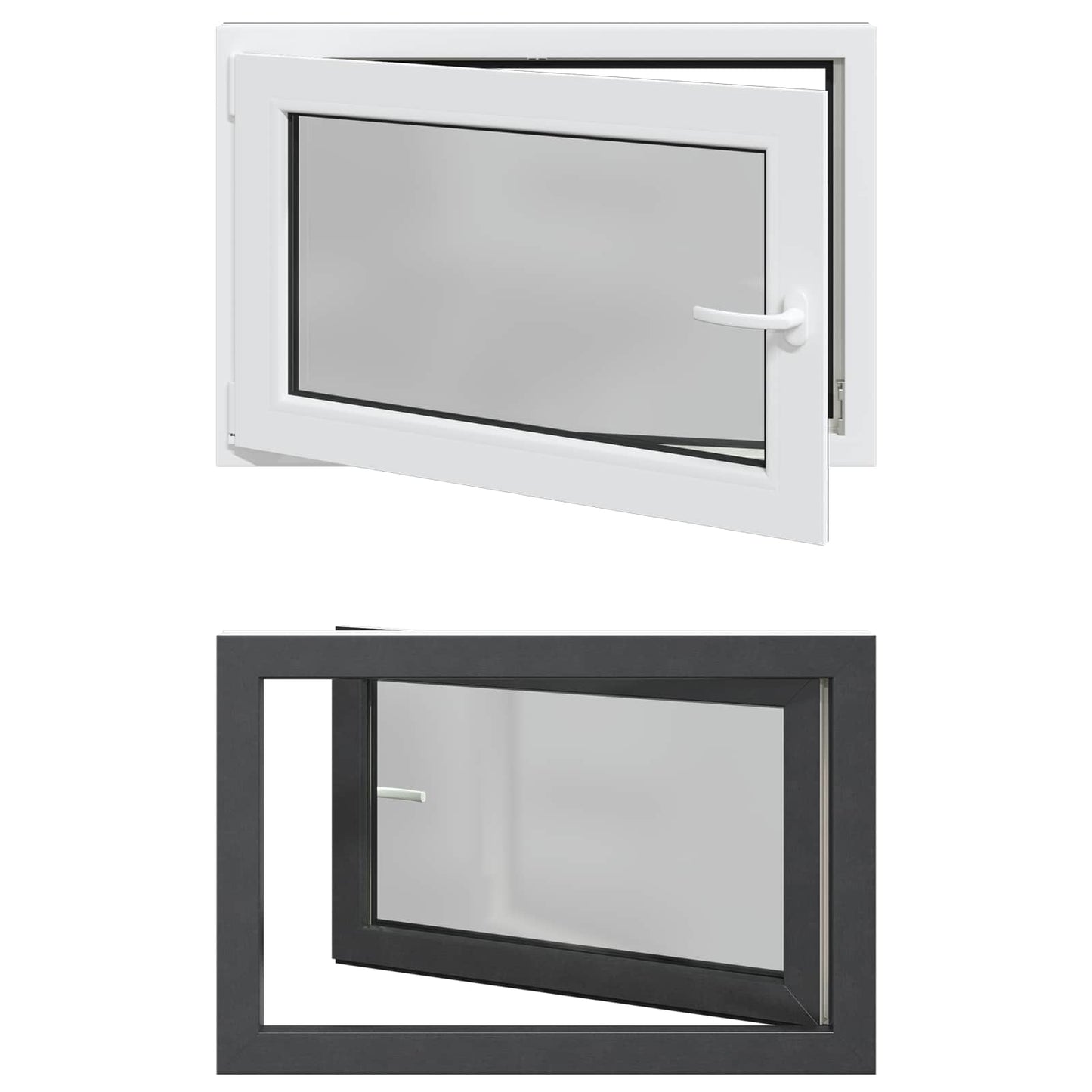vidaXL Παράθυρο Κάτω Στρώματος RISOR 90 x 50 cm PVC και Γυαλί Ανθρακί