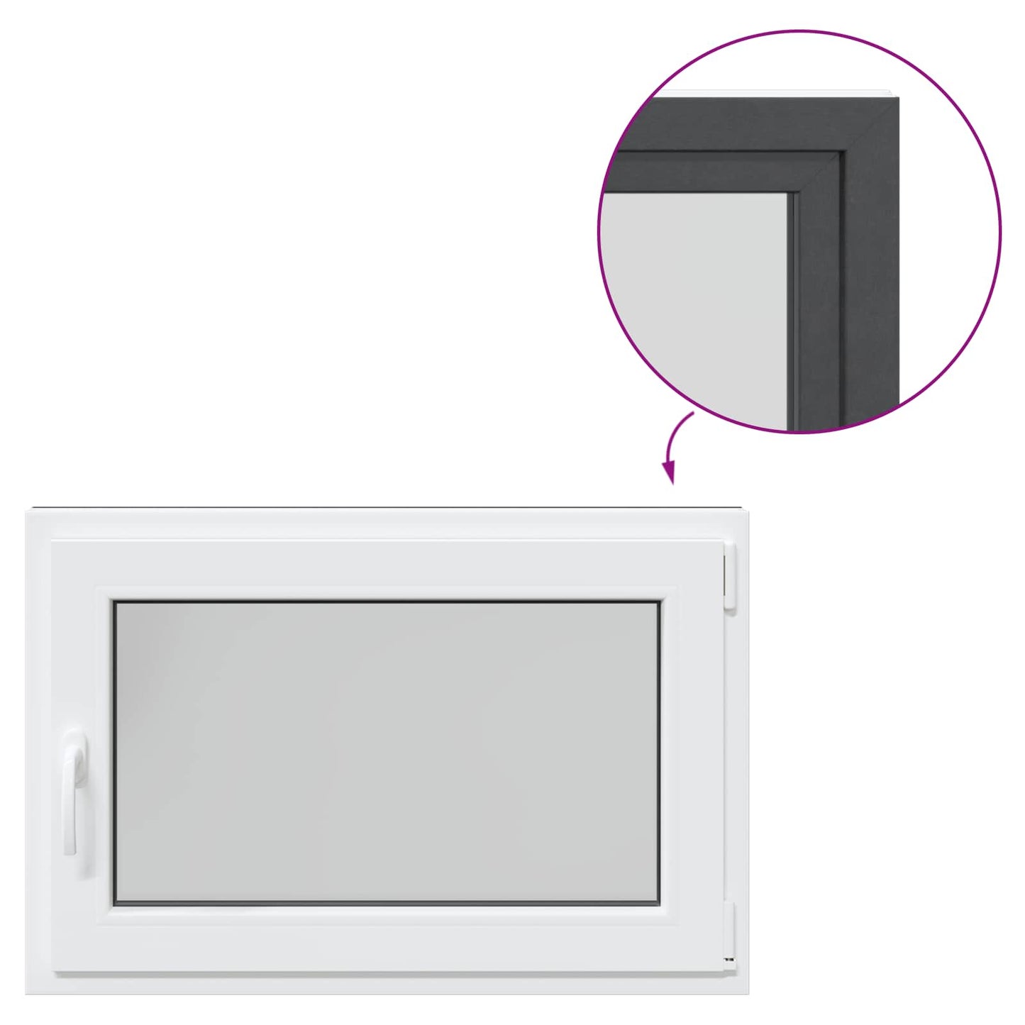 Παράθυρο Κάτω Στρώματος RISOR Ανθρακί 90 x 60 cm PVC και Γυαλί