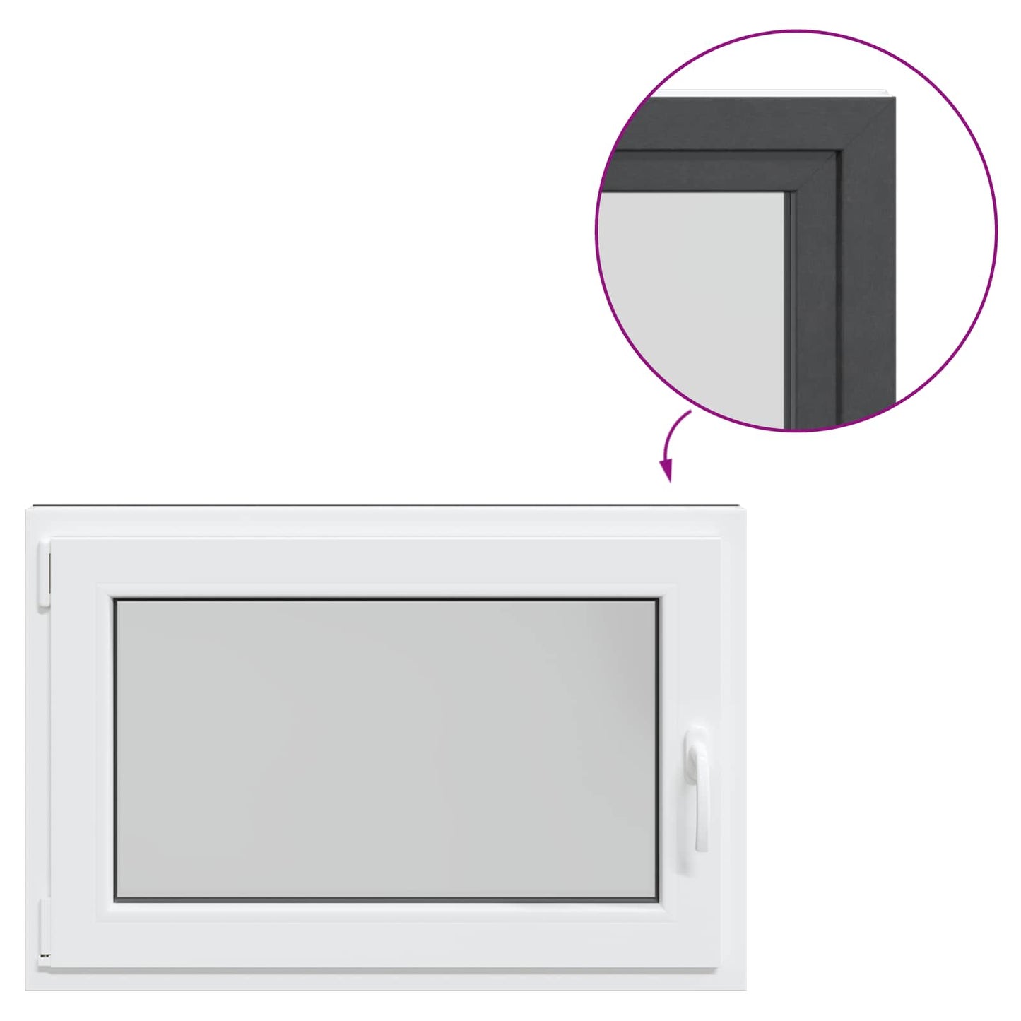 Παράθυρο Κάτω Στρώματος RISOR Ανθρακί 90 x 70 cm PVC και Γυαλί