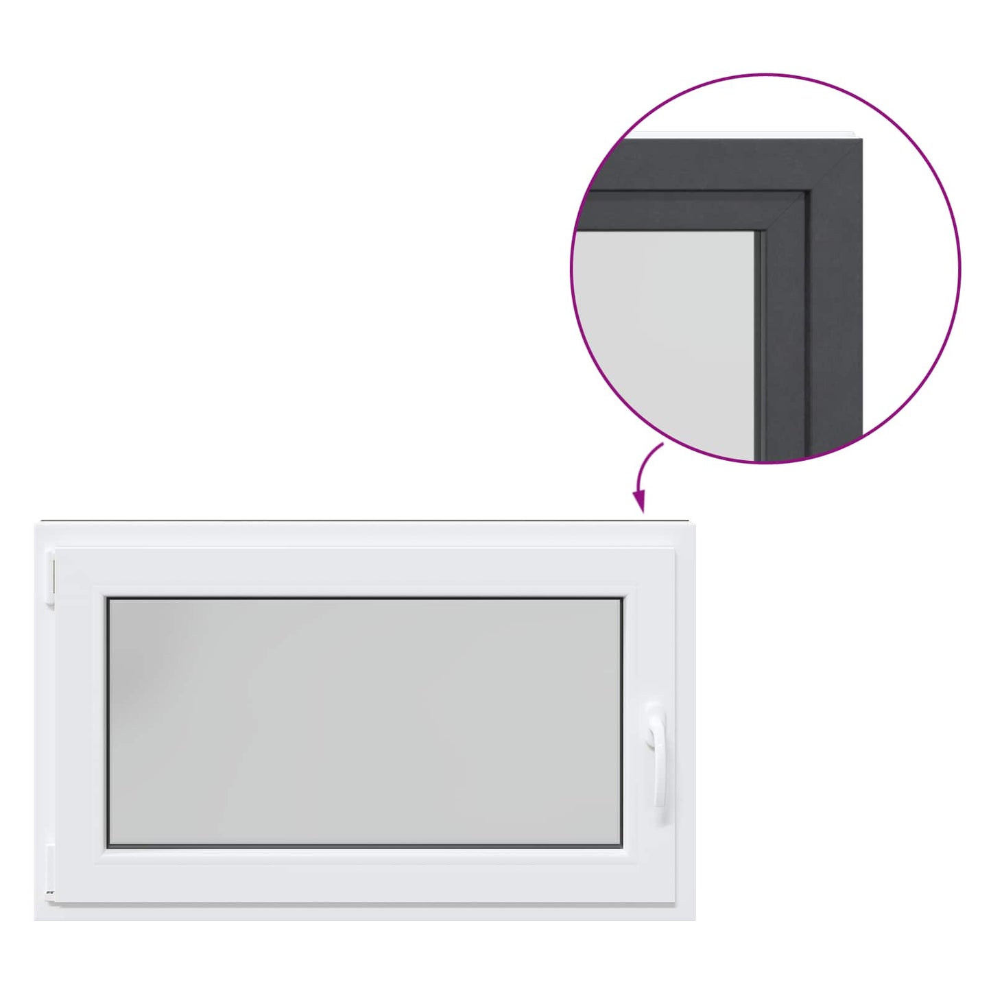 Παράθυρο Κάτω Στρώματος RISOR Ανθρακί 100 x 50 cm PVC και Γυαλί