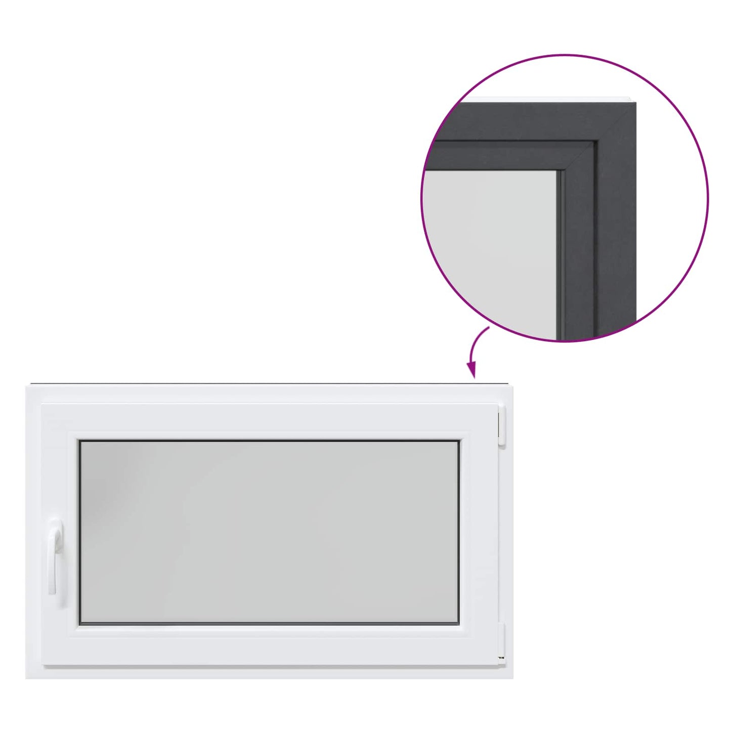 Παράθυρο Κάτω Στρώματος RISOR Ανθρακί 100 x 60 cm PVC και Γυαλί