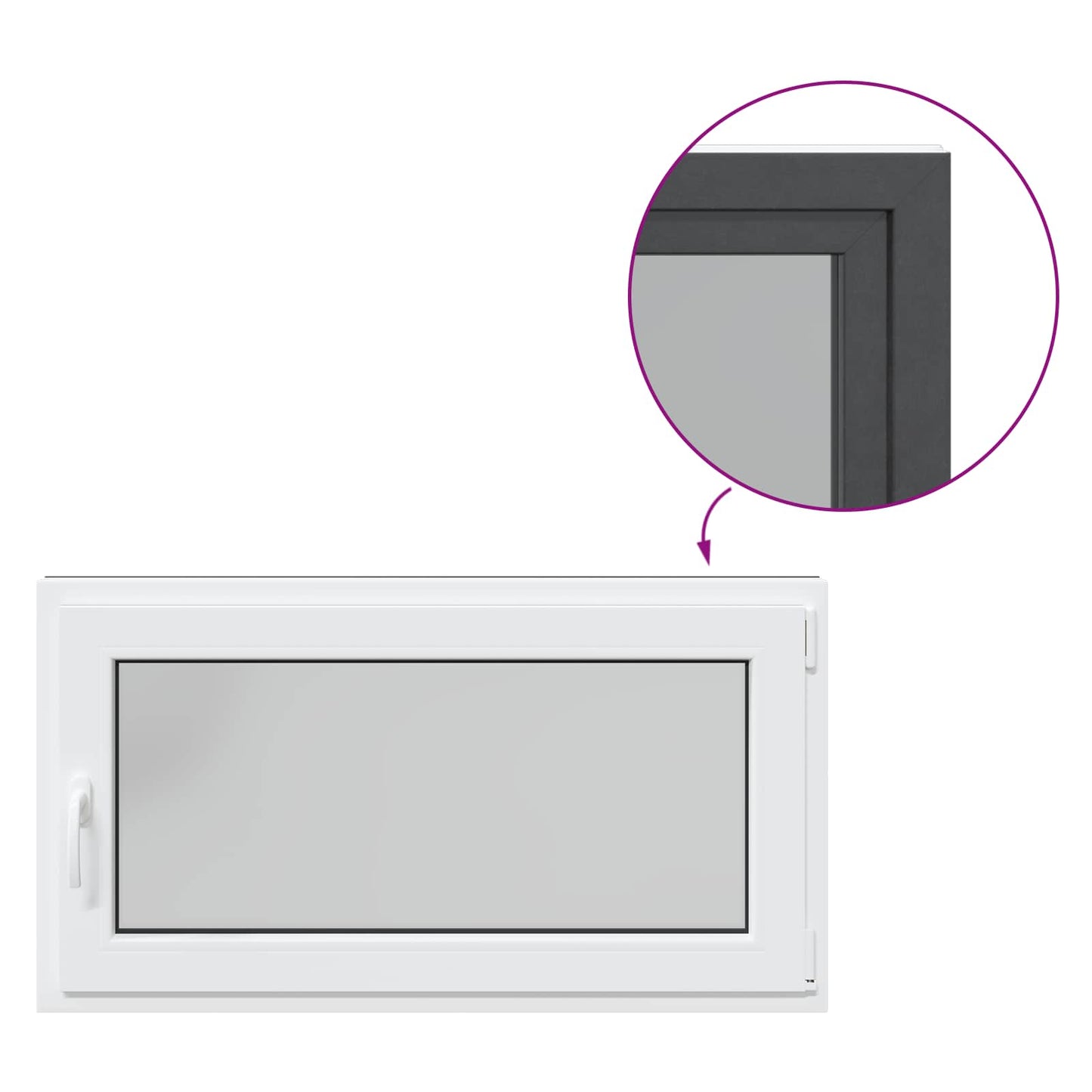 vidaXL Παράθυρο Κάτω Στρώματος RISOR 110 x 70 cm PVC και Γυαλί Ανθρακί