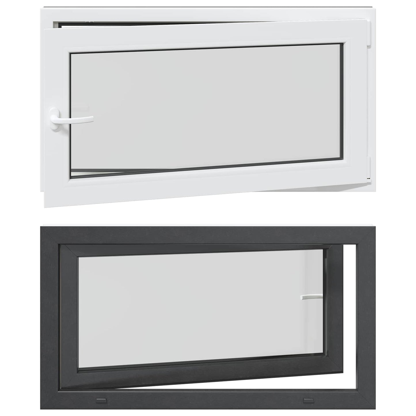 vidaXL Παράθυρο Κάτω Στρώματος RISOR 110 x 70 cm PVC και Γυαλί Ανθρακί