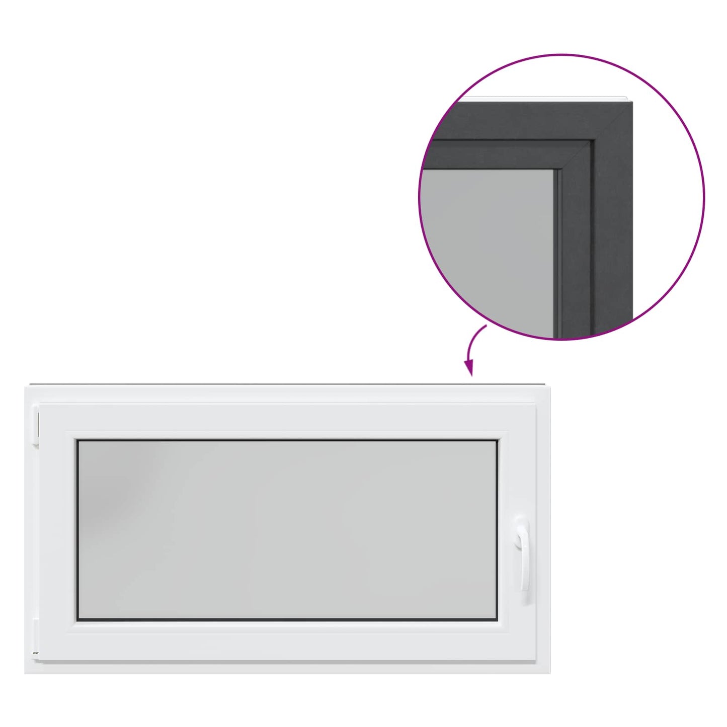 vidaXL Παράθυρο Κάτω Στρώματος RISOR 110 x 70 cm PVC και Γυαλί Ανθρακί