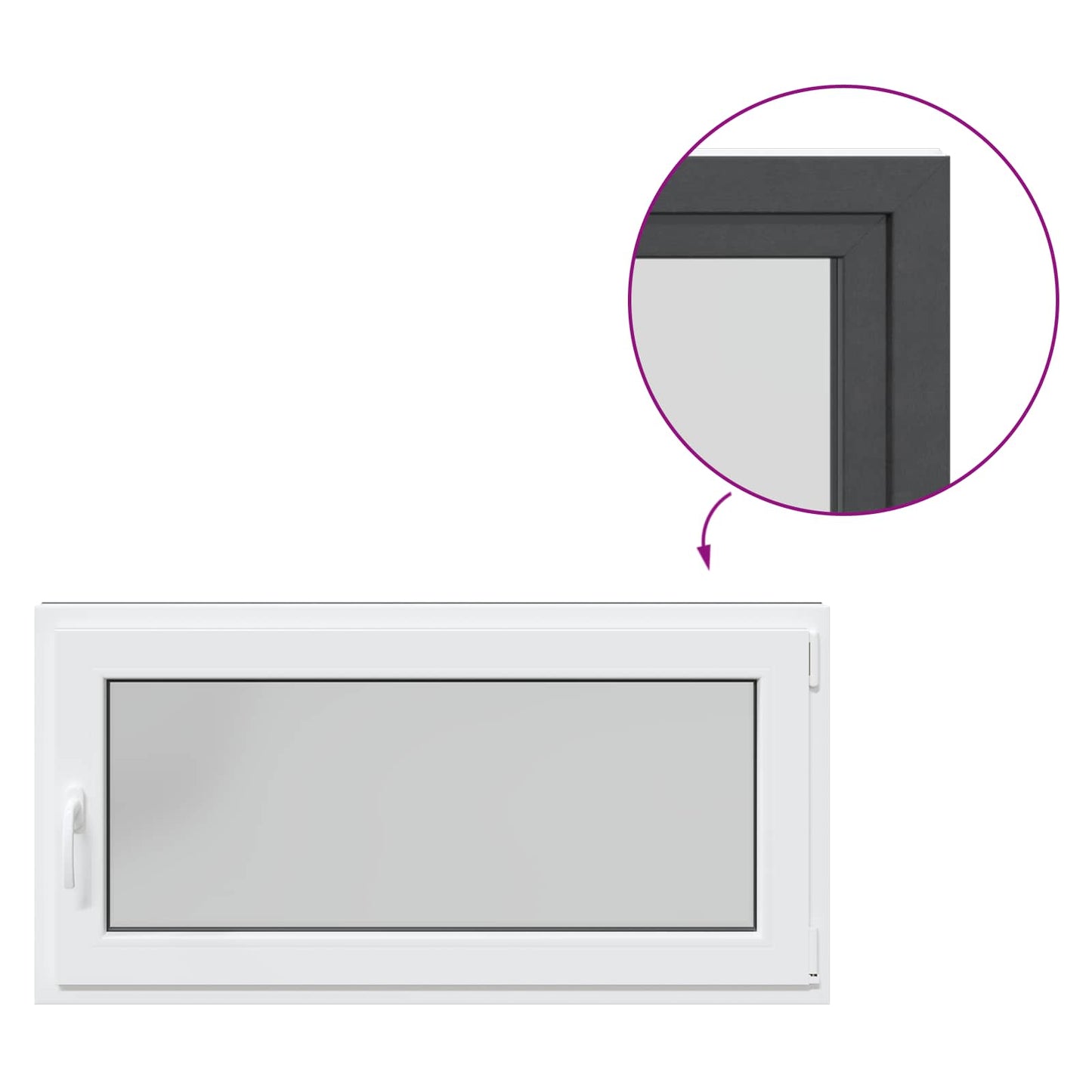 Παράθυρο Κάτω Στρώματος RISOR Ανθρακί 120 x 60 cm PVC και Γυαλί