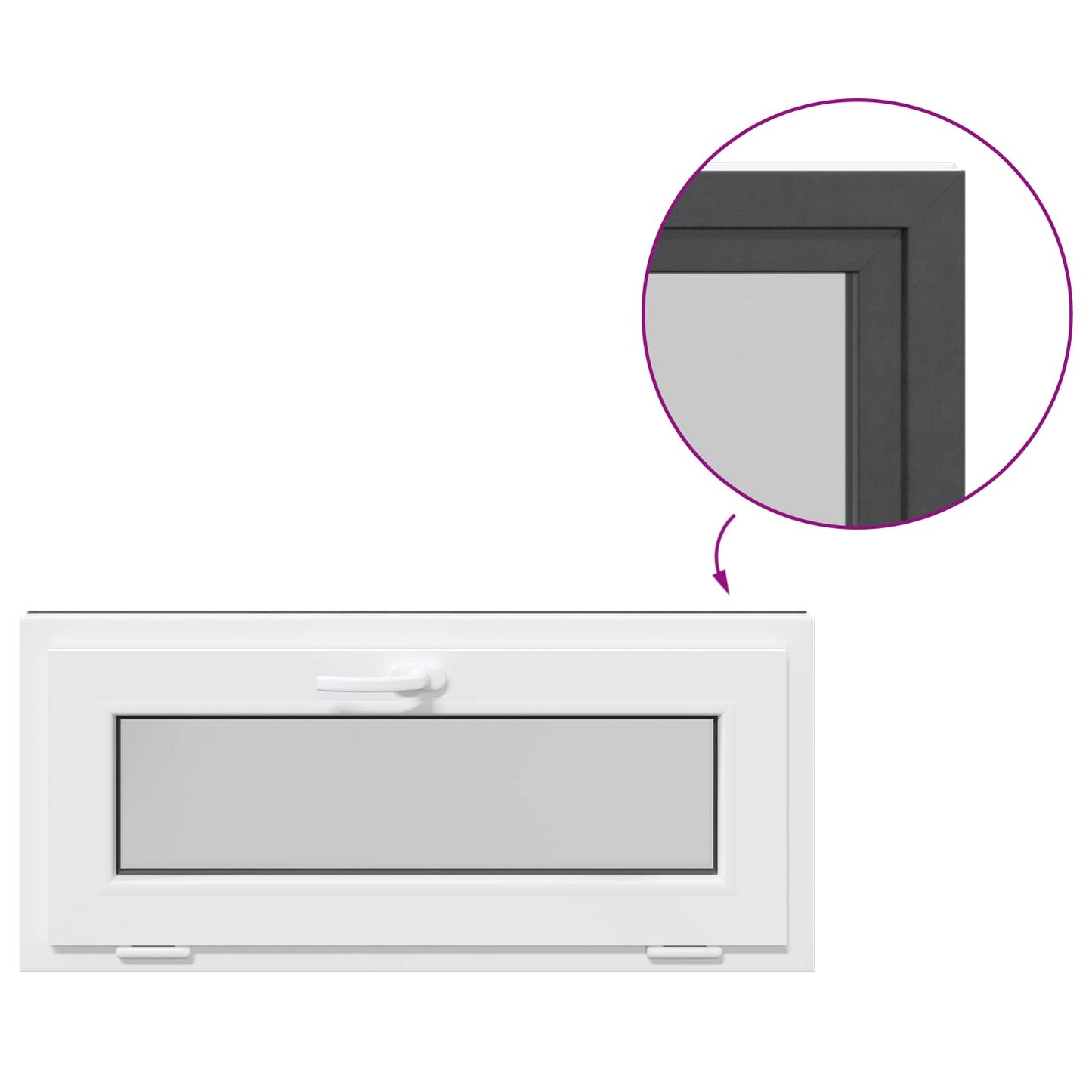 vidaXL Παράθυρο Κάτω Στρώματος RISOR 90 x 40 cm PVC και Γυαλί Ανθρακί