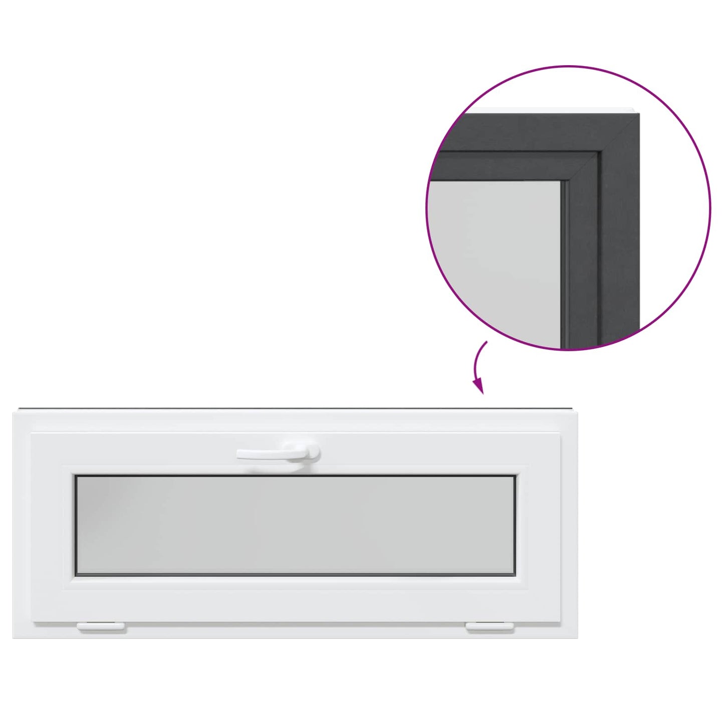 vidaXL Παράθυρο Κάτω Στρώματος RISOR 100 x 40 cm PVC και Γυαλί Ανθρακί