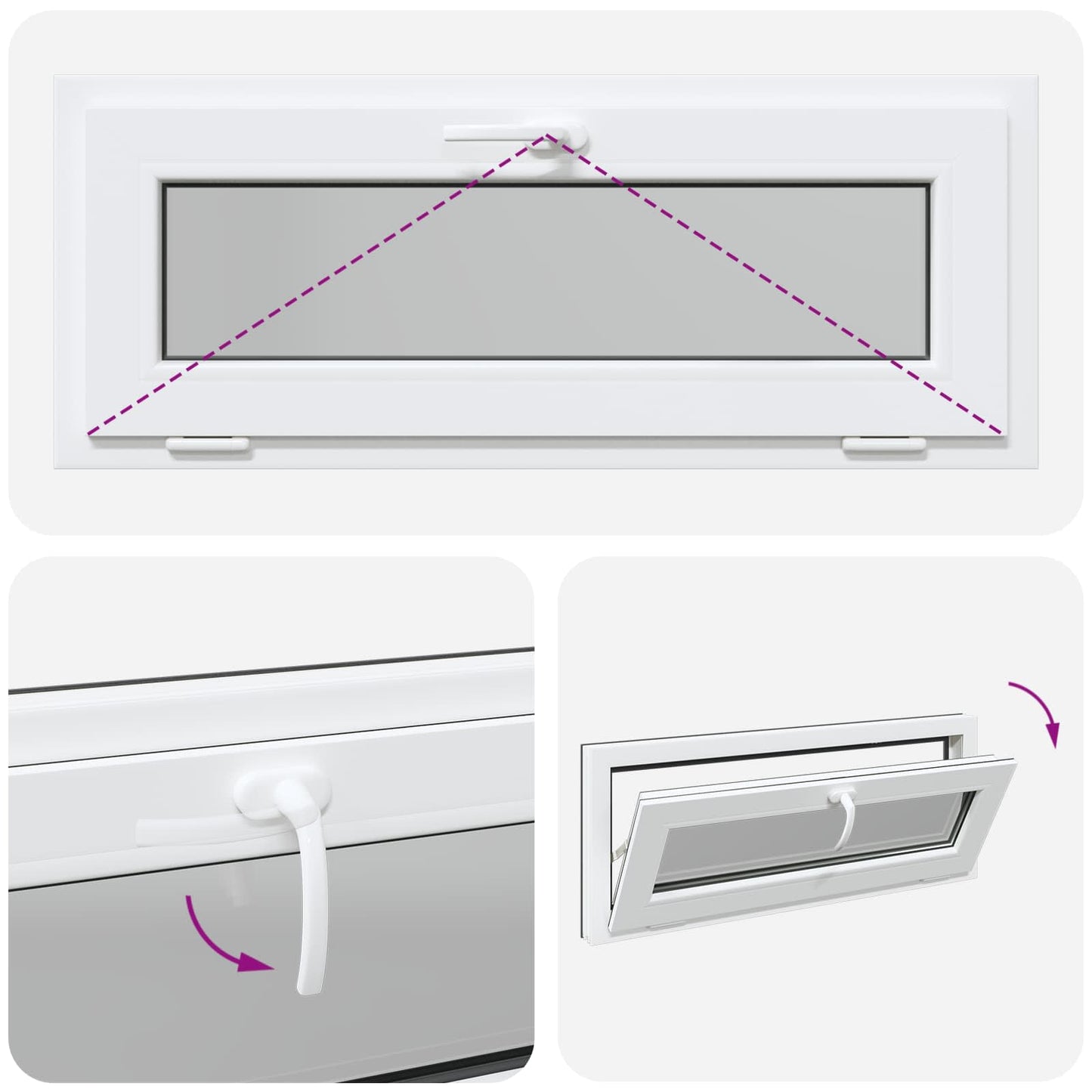 vidaXL Παράθυρο Κάτω Στρώματος RISOR 110 x 40 cm PVC και Γυαλί Ανθρακί