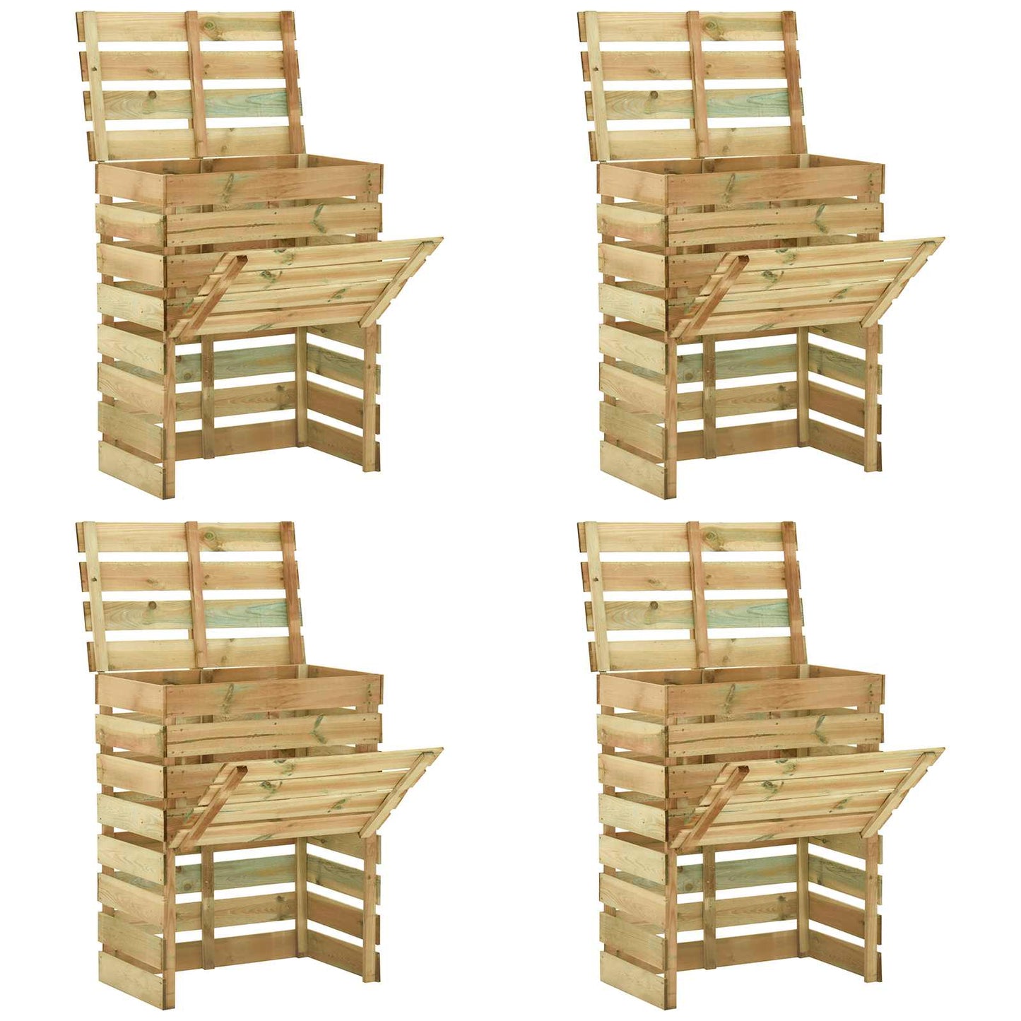 vidaXL Σχάρωμα Κήπου 4 pcs Πράσινο 110 x 58 x 113 εκ Μασίφ Ξύλο Πεύκου