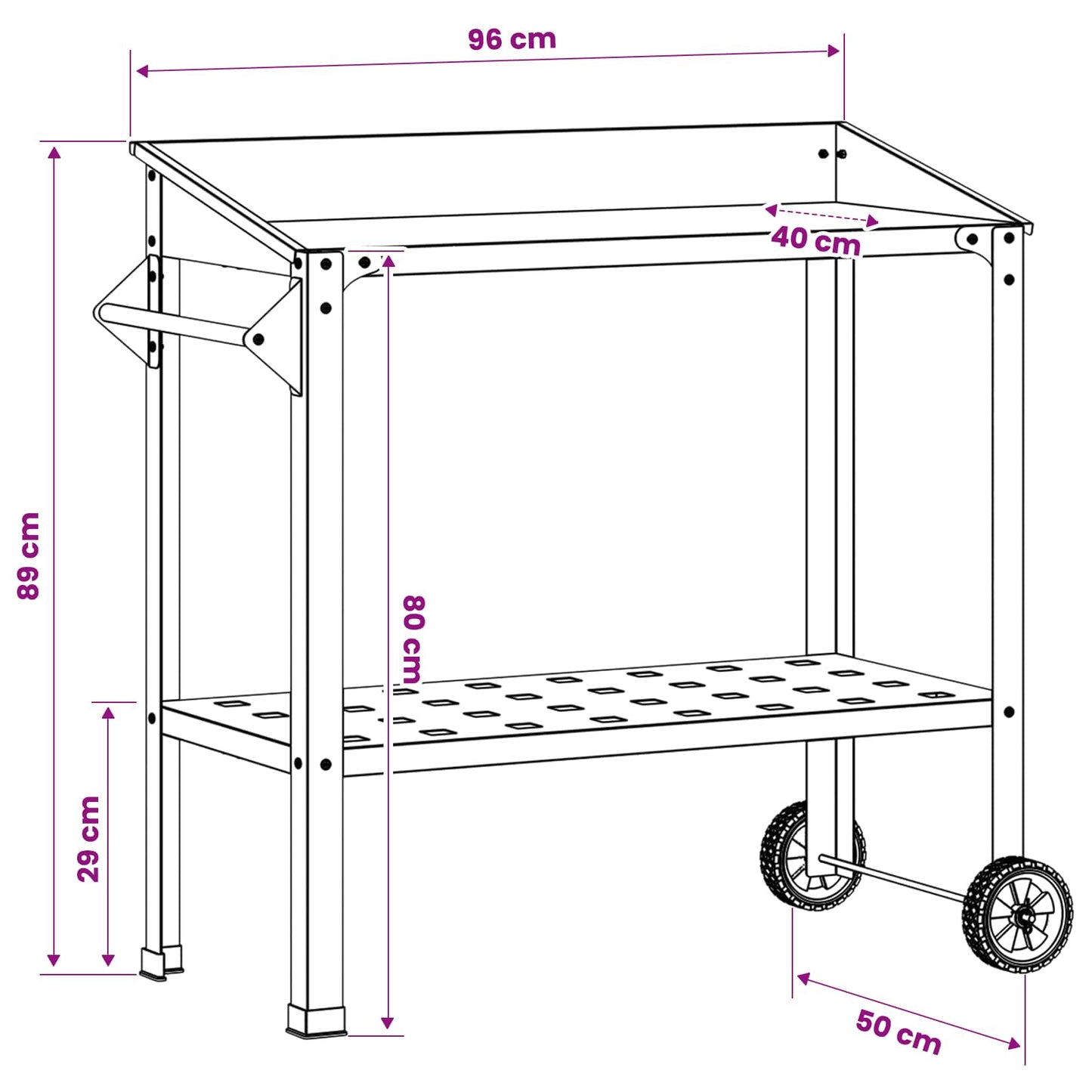 vidaXL Τραπέζι Φυτεύσεων με Ρόδες 96 x 50 x 89 εκ. Ανοξείδωτο Ατσάλι