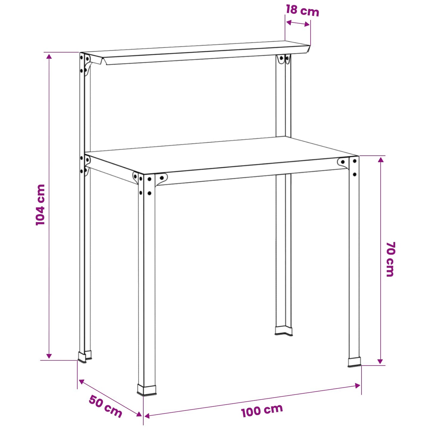 vidaXL Τραπέζι φύτευσης 100 x 50 x 104 cm Χάλυβας με επίστρωση πούδρας