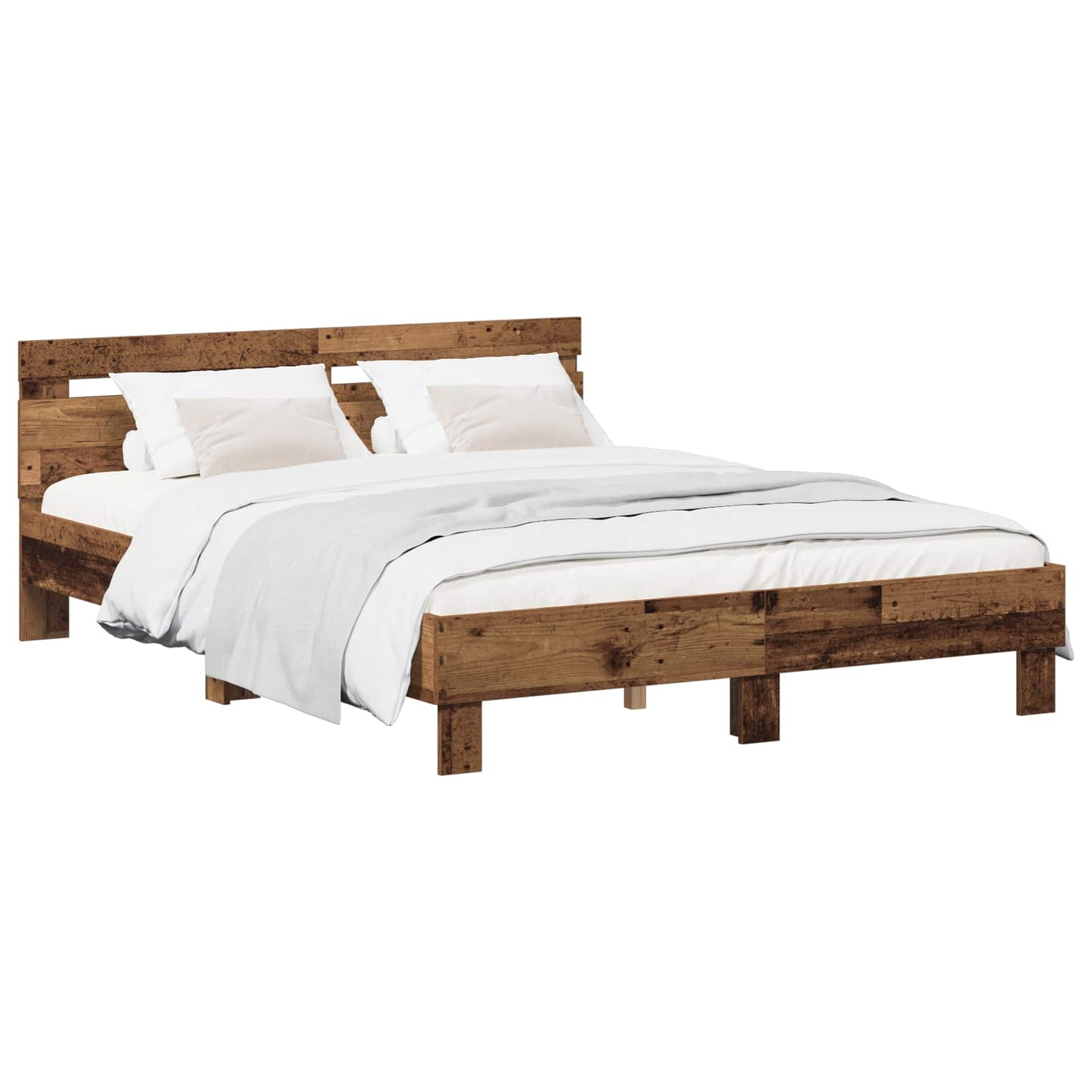 vidaXL Σκελετός Κρεβατιού Παλαιωμένο ξύλο 140 x 190 cm