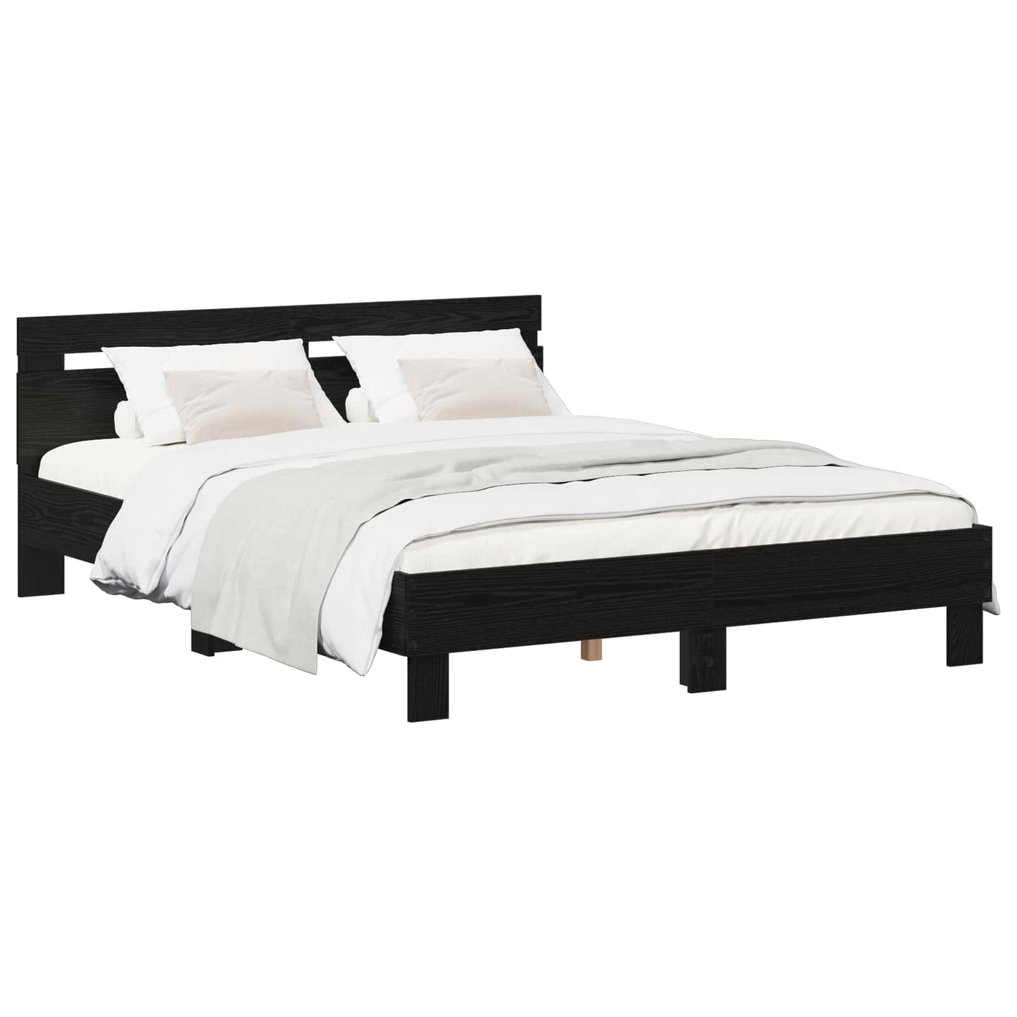 vidaXL Σκελετός Κρεβατιού Μαύρη Δρυς 140 x 190 cm Επεξεργασμένο ξύλο