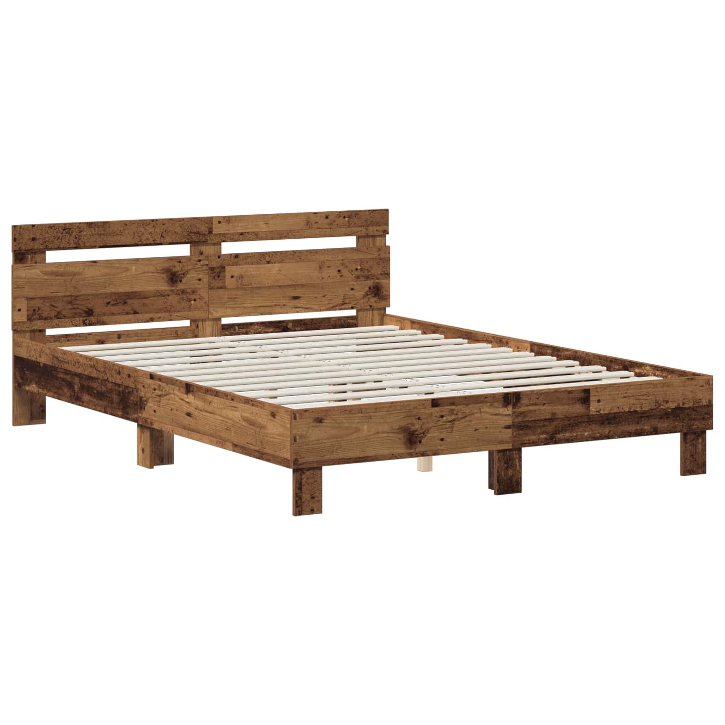 vidaXL Σκελετός Κρεβατιού Παλαιωμένο ξύλο 135 x 190 cm