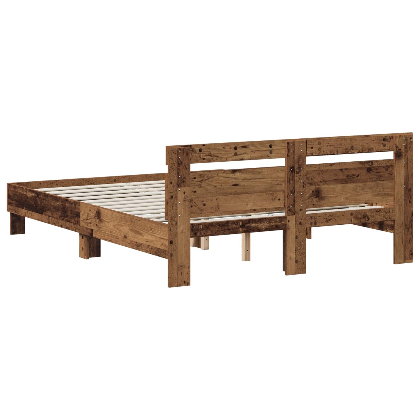 vidaXL Σκελετός Κρεβατιού Παλαιωμένο ξύλο 135 x 190 cm