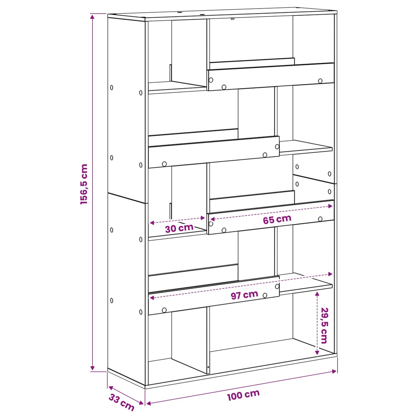 vidaXL Ράφι βιβλίων Μαύρη δρυς 100 x 33 x 156,5 εκ Επεξεργασμένο ξύλο