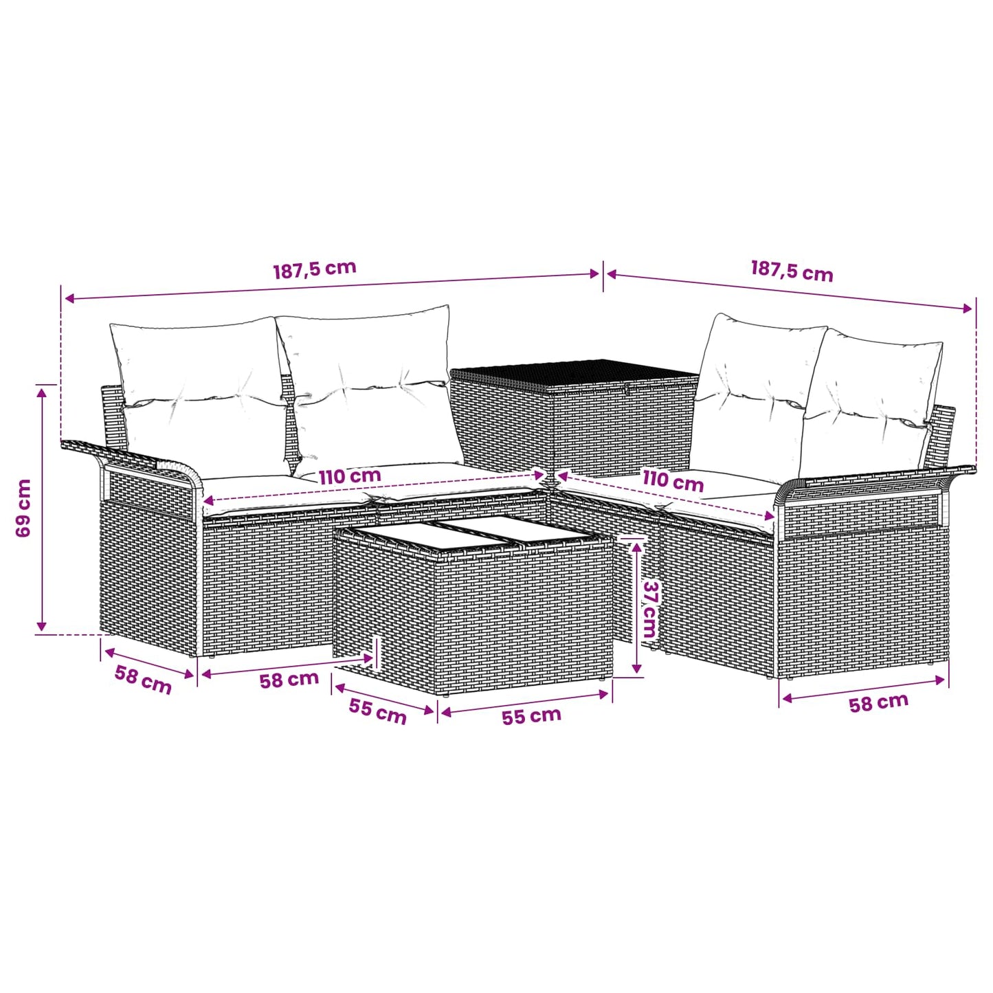 vidaXL Σετ Καναπέ 6 τμχ. 4-Αριθμός καθισμάτων Γκρι και Σκούρο Γκρι