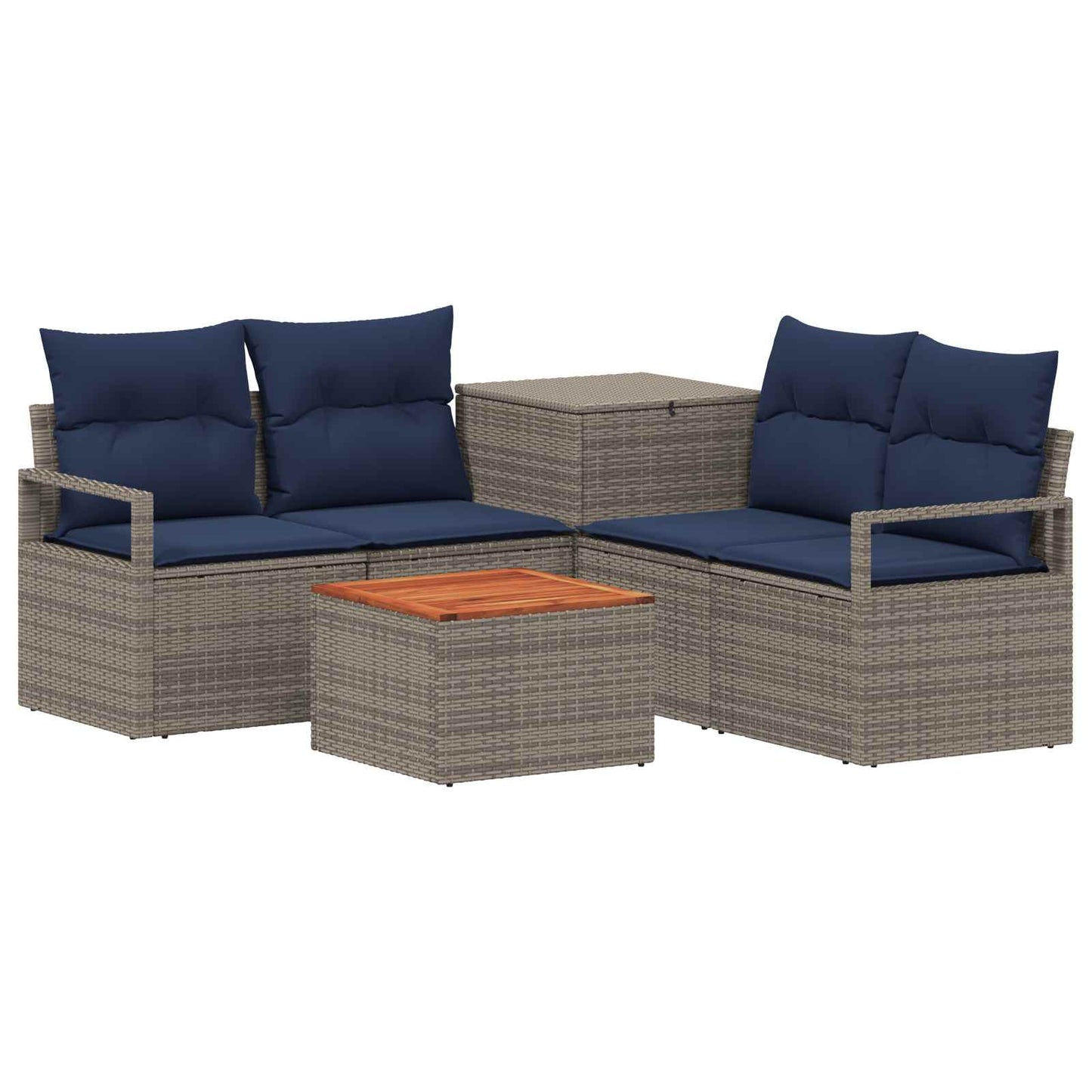 vidaXL Σετ Καναπέ 6 τμχ. Γκρι και Navy Blue Πολυ-ρακί και Χάλυβας