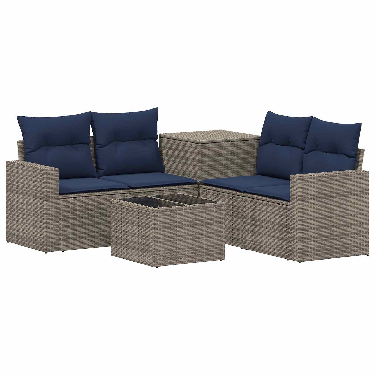 vidaXL Σετ Καναπέ 6 τμχ. Γκρι και Navy Blue Πολυ-ρακί και Χάλυβας