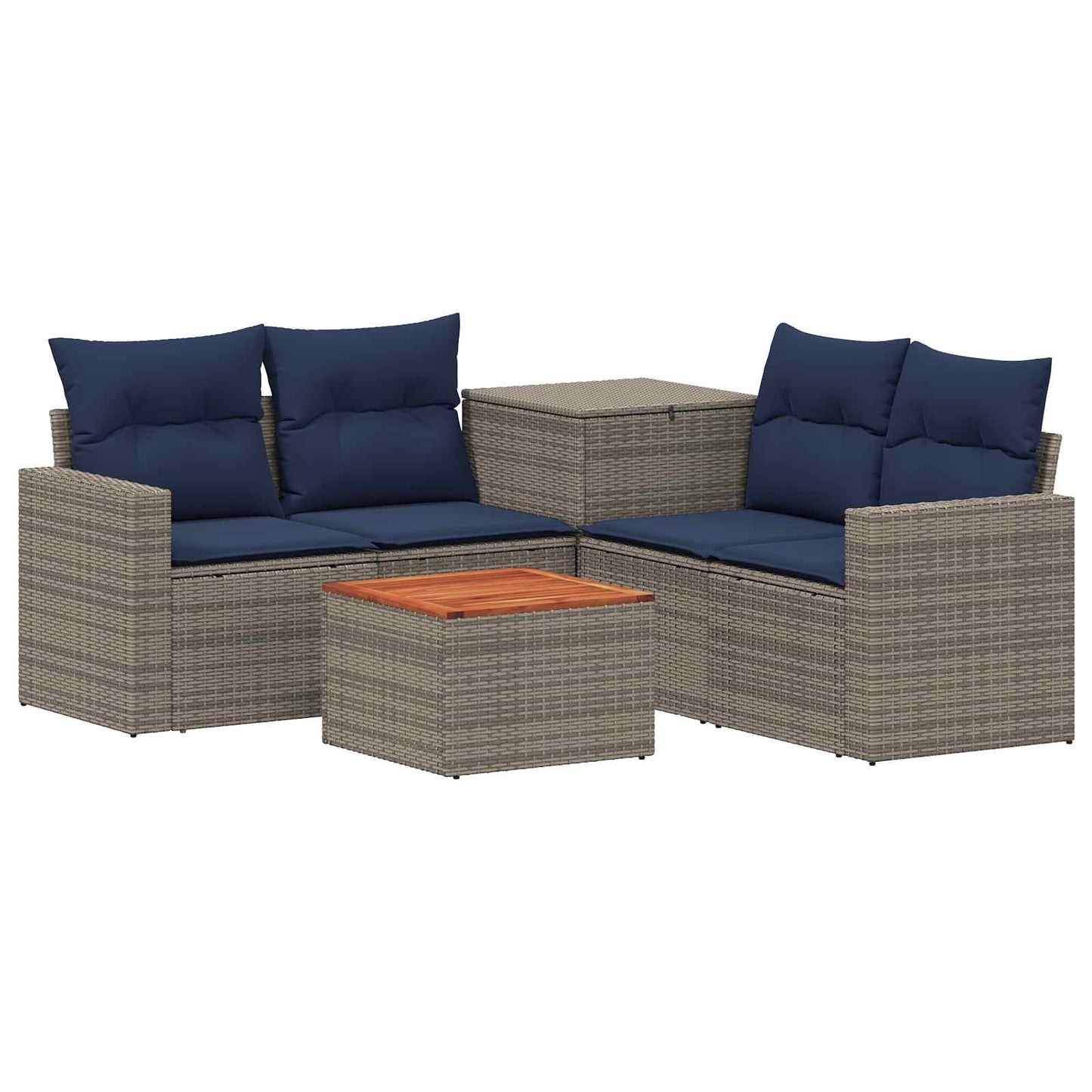 vidaXL Σετ Καναπέ 6 τμχ. Γκρι και Navy Blue Πολυ-ρακί και Χάλυβας