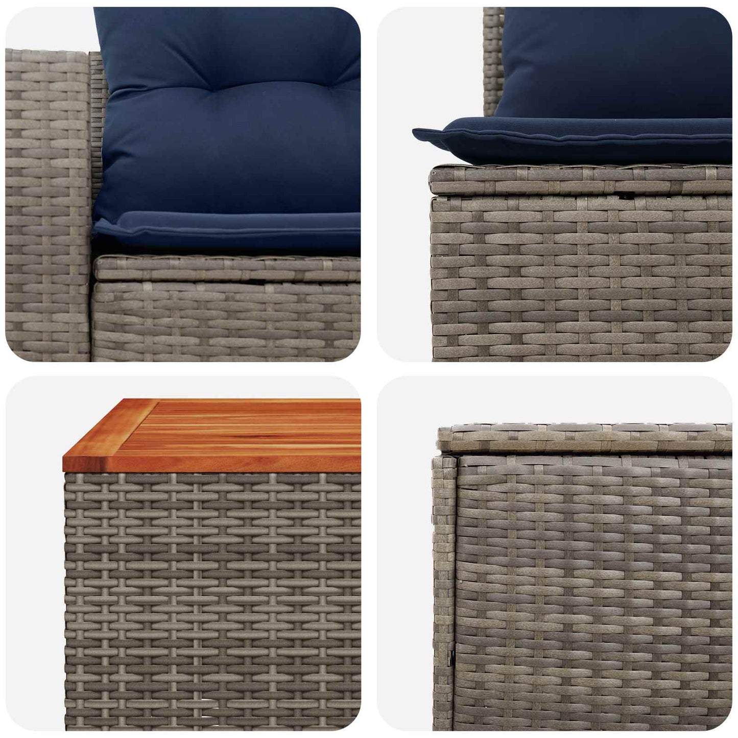 vidaXL Σετ Καναπέ 6 τμχ. Γκρι και Navy Blue Πολυ-ρακί και Χάλυβας
