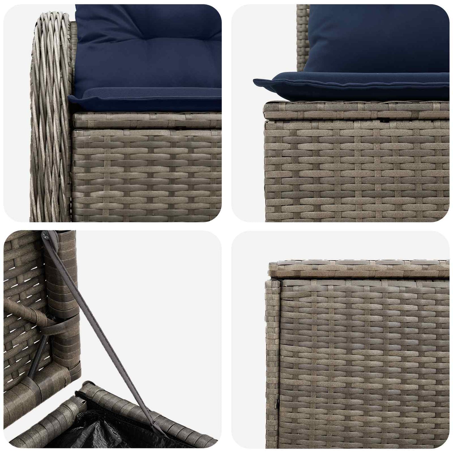 vidaXL Σετ Καναπέ 5 τμχ. Γκρι και Navy Blue Πολυ-ρακί και Χάλυβας