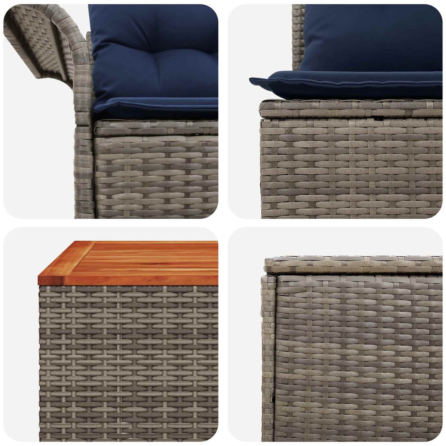 vidaXL Σετ Καναπέ 8 τμχ. Γκρι και Navy Blue Πολυ-ρακί και Χάλυβας