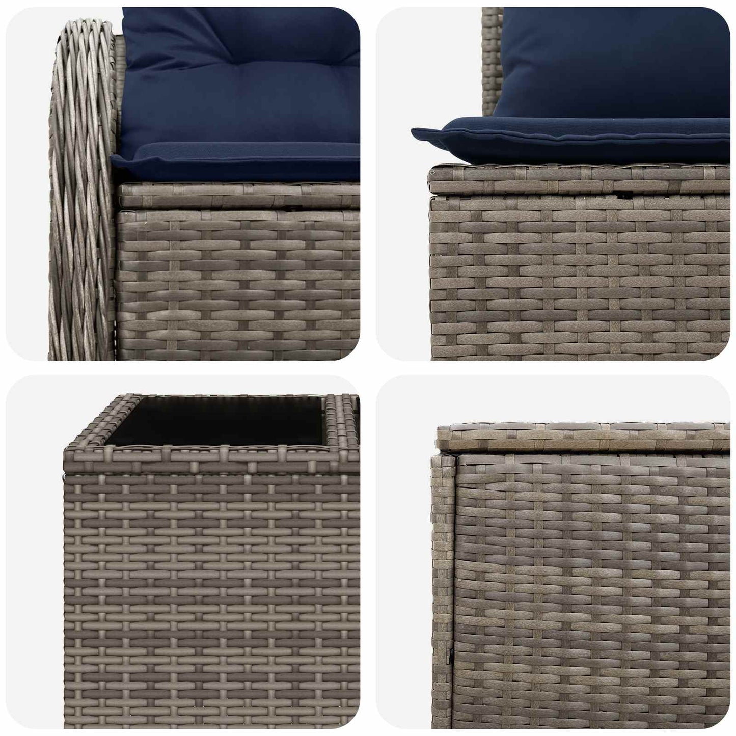 vidaXL Σετ Καναπέ 8 τμχ. Γκρι και Navy Blue Πολυ-ρακί και Χάλυβας