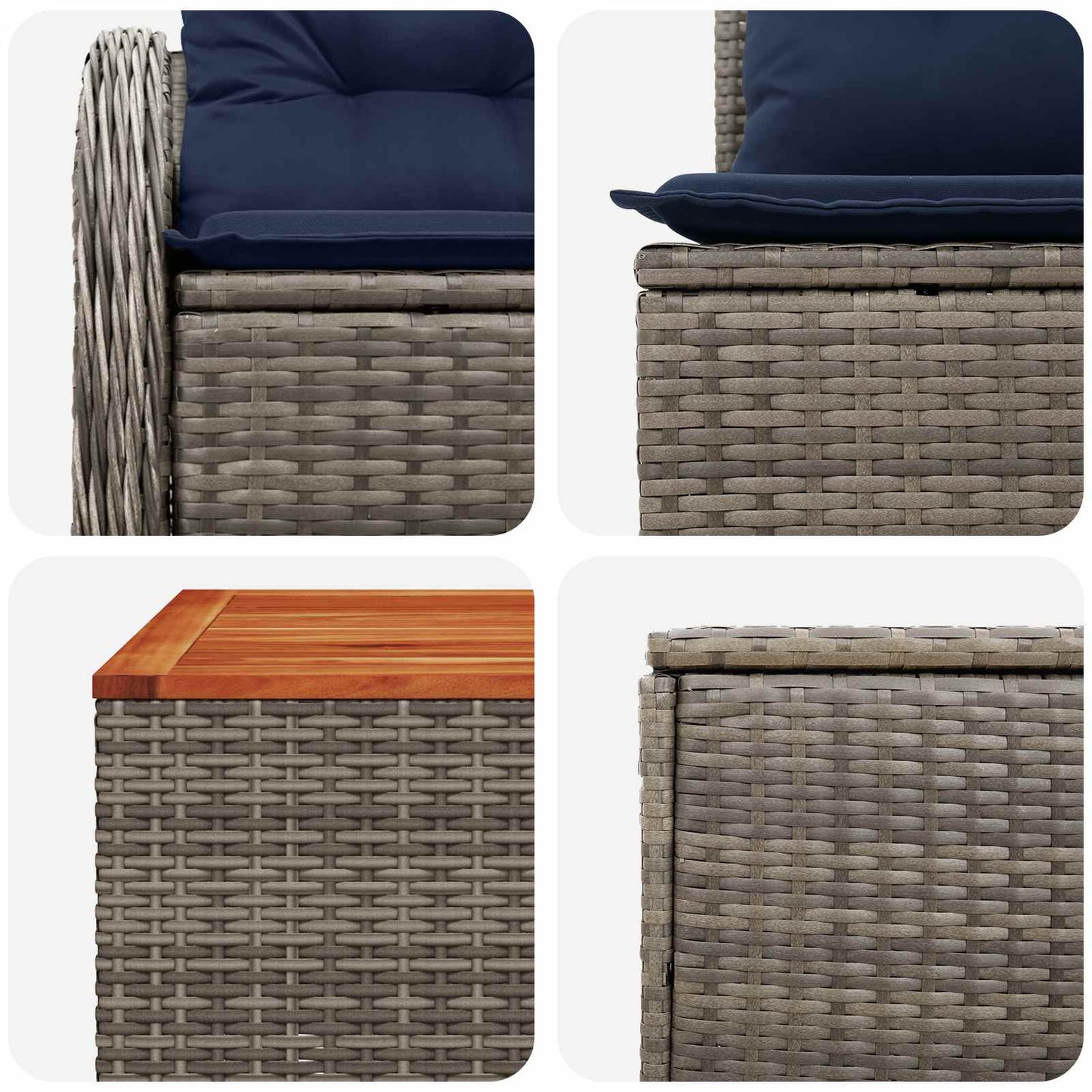 vidaXL Σετ Καναπέ 8 τμχ. Γκρι και Navy Blue Πολυ-ρακί και Χάλυβας