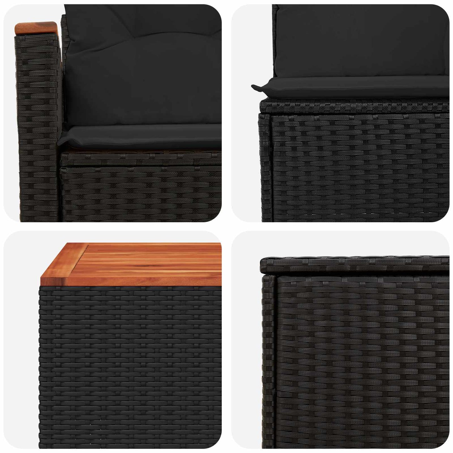 vidaXL Σετ Καναπέ 8 τμχ. Μαύρο Πολυ-ρακί και Χάλυβας