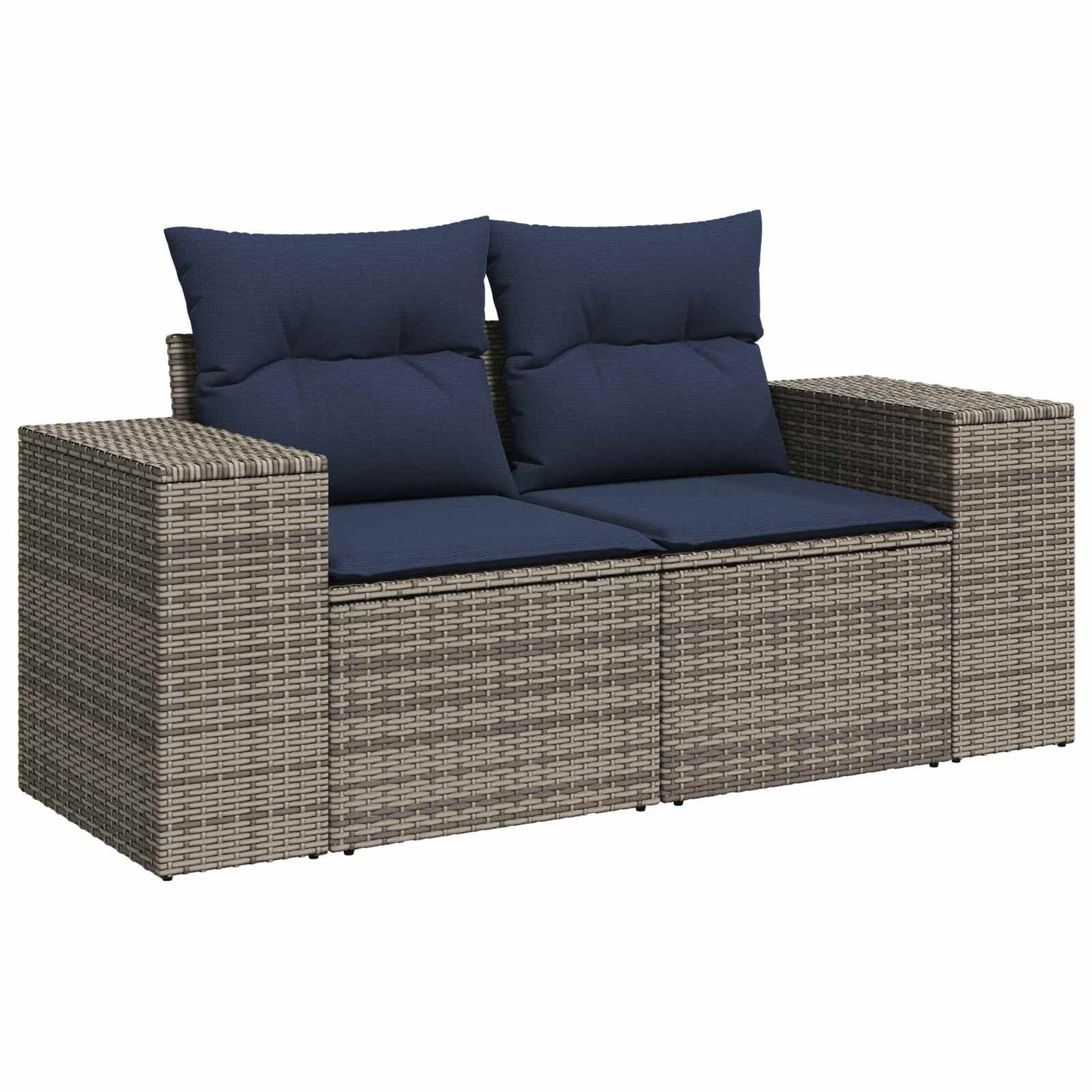 vidaXL Σετ Καναπέ 7 τμχ. Γκρι και Navy Blue Πολυ-ρακί και Χάλυβας