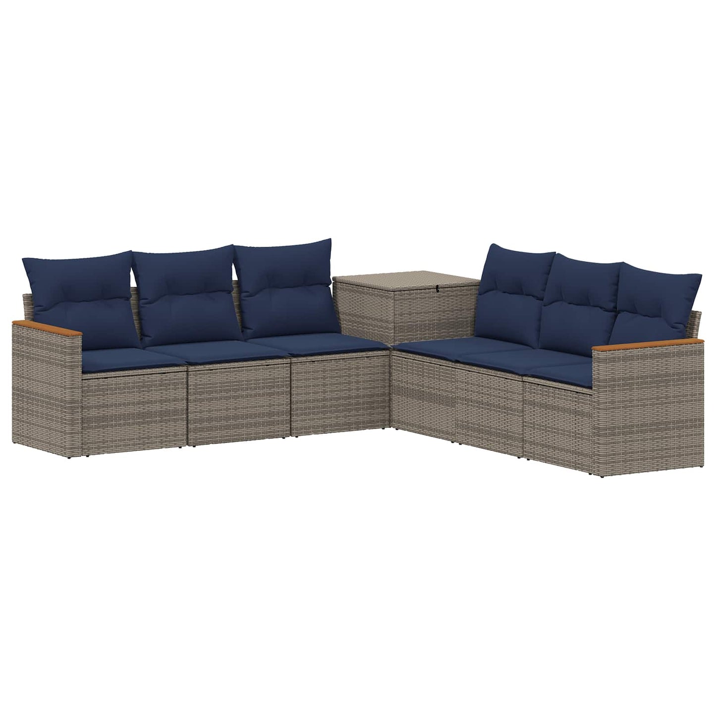 vidaXL Σετ Καναπέ 7 τμχ. Γκρι και Navy Blue Πολυ-ρακί και Χάλυβας
