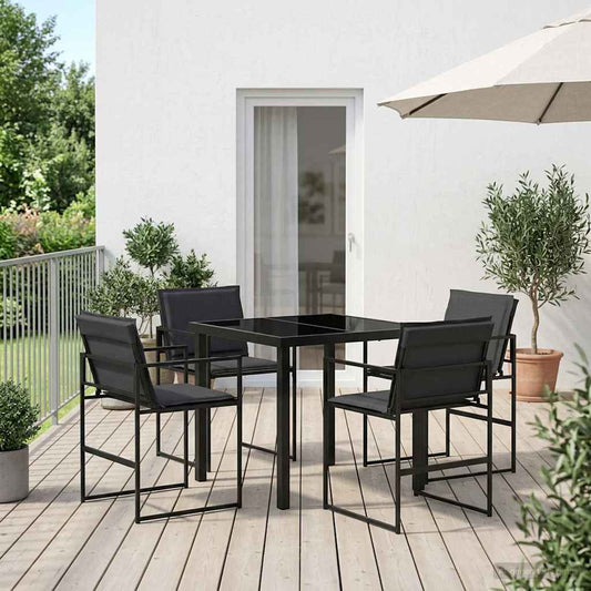 vidaXL Σέτ φαγητού για κήπο 5 pcs Μαύρο και Σκούρο γκρι
