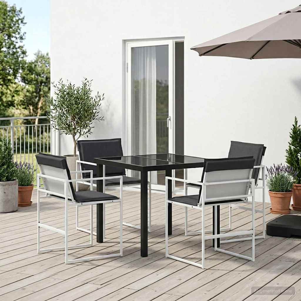 vidaXL Σέτ φαγητού για κήπο 5 pcs Άσπρο και Ανθρακί 80 x 80 x 73 εκ