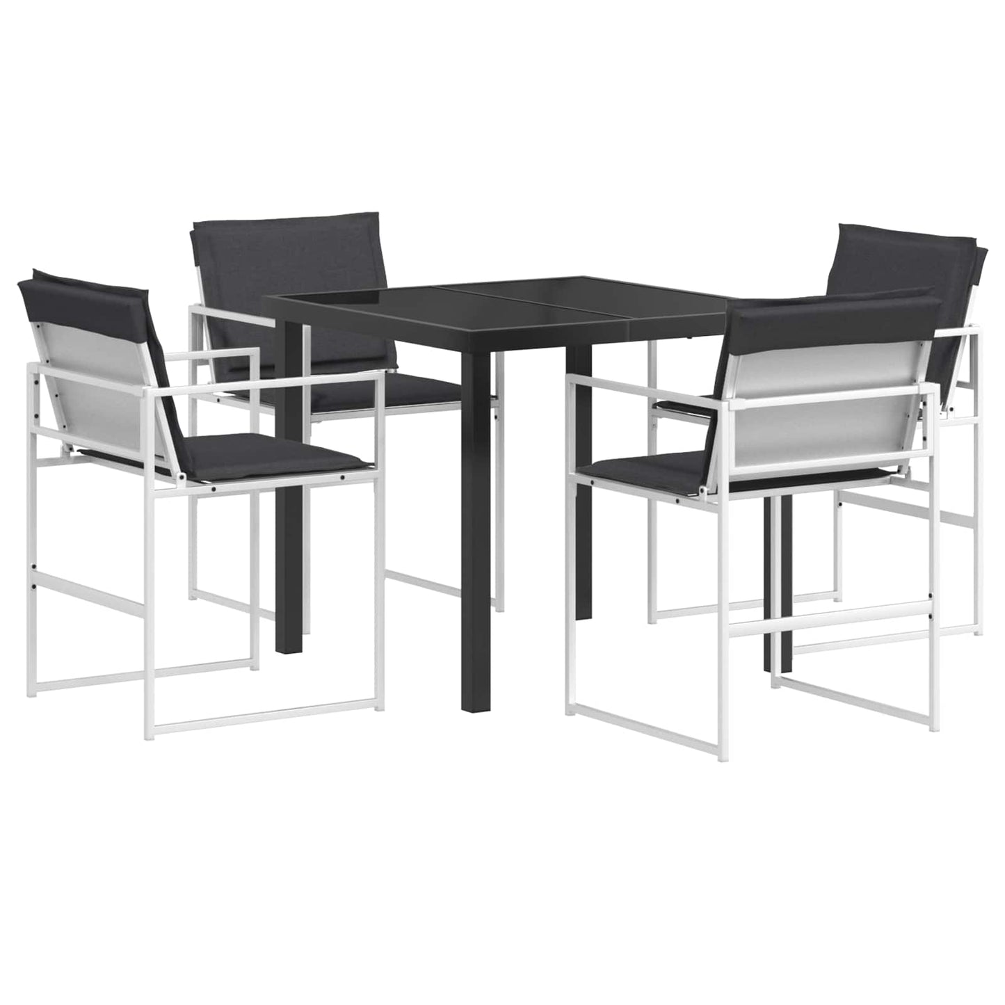 vidaXL Σέτ φαγητού για κήπο 5 pcs Άσπρο και Ανθρακί 80 x 80 x 73 εκ