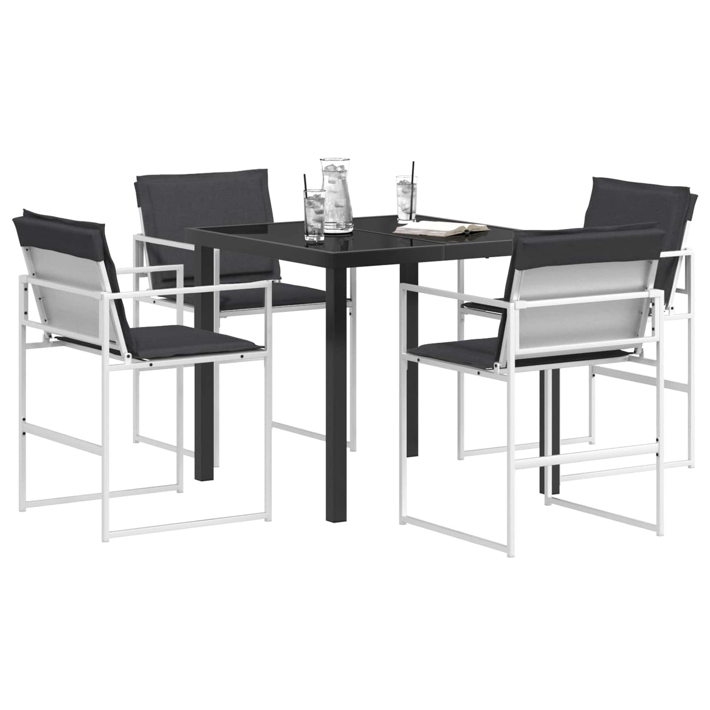 vidaXL Σέτ φαγητού για κήπο 5 pcs Άσπρο και Ανθρακί 80 x 80 x 73 εκ