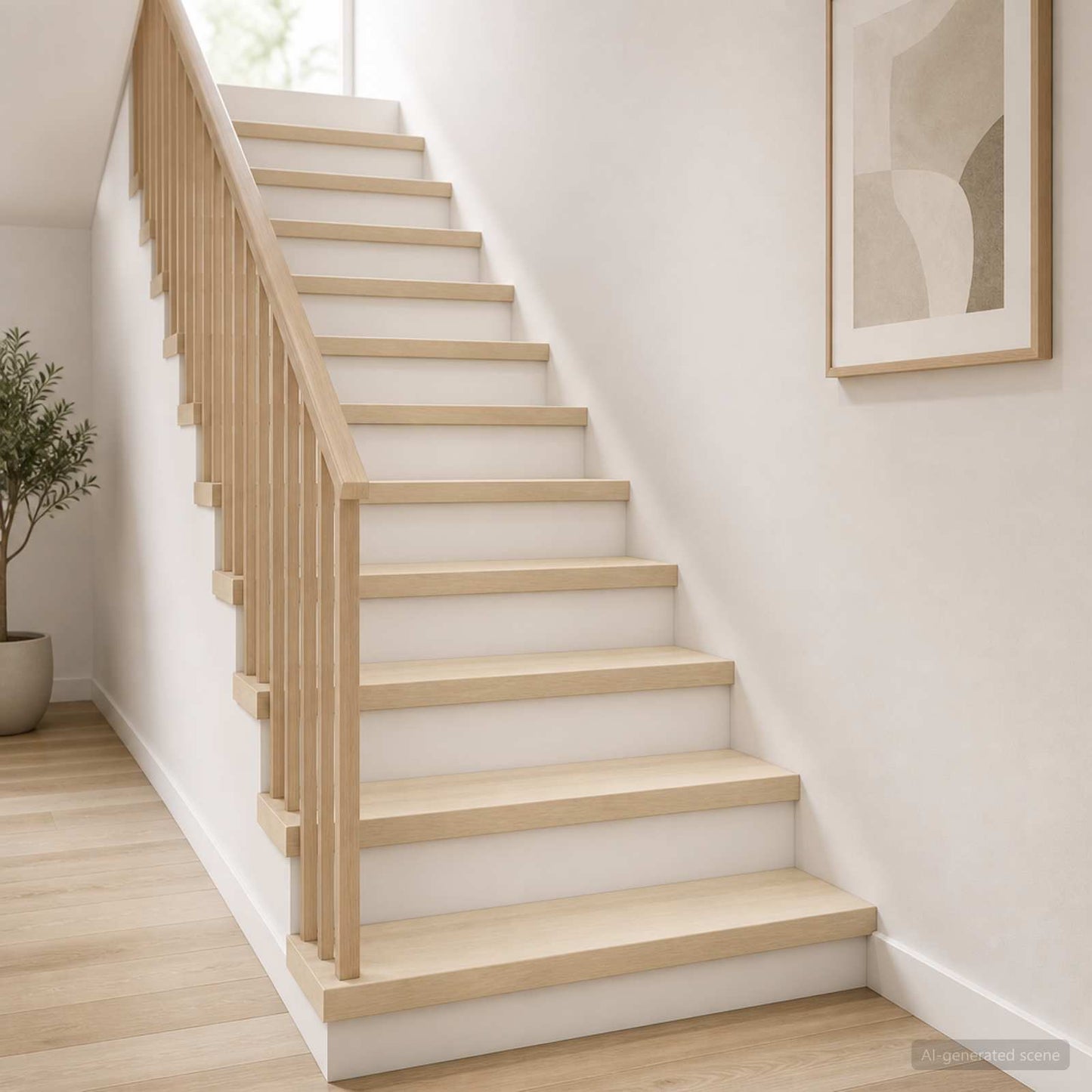 vidaXL Σκαλοπάτι 4 τεμ. 120 x 25 x 2 cm Λευκό Στερεό Ξύλο Δρυός