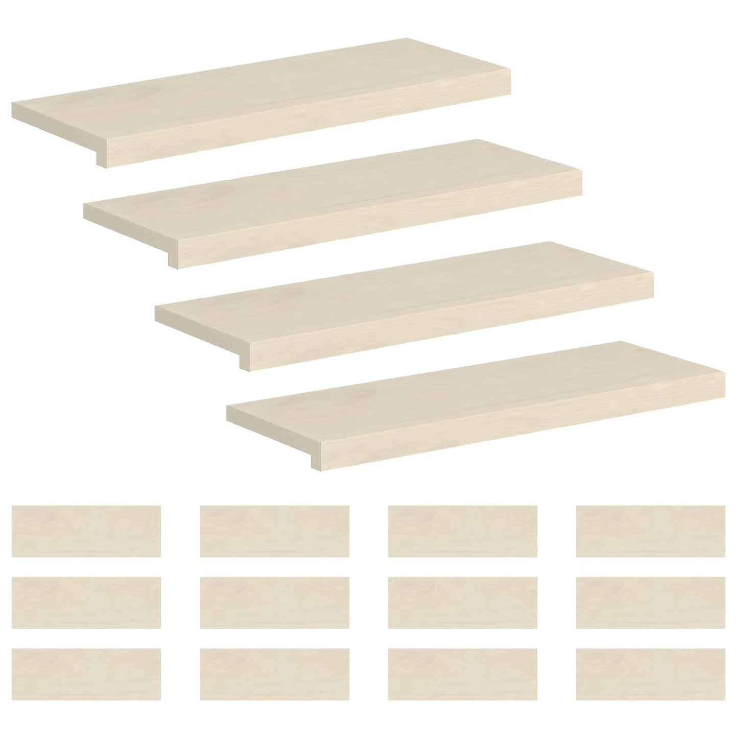 vidaXL Σκαλοπάτι 16 τεμ. 70 x 30 x 2 cm Λευκό Στερεό Ξύλο Δρυός